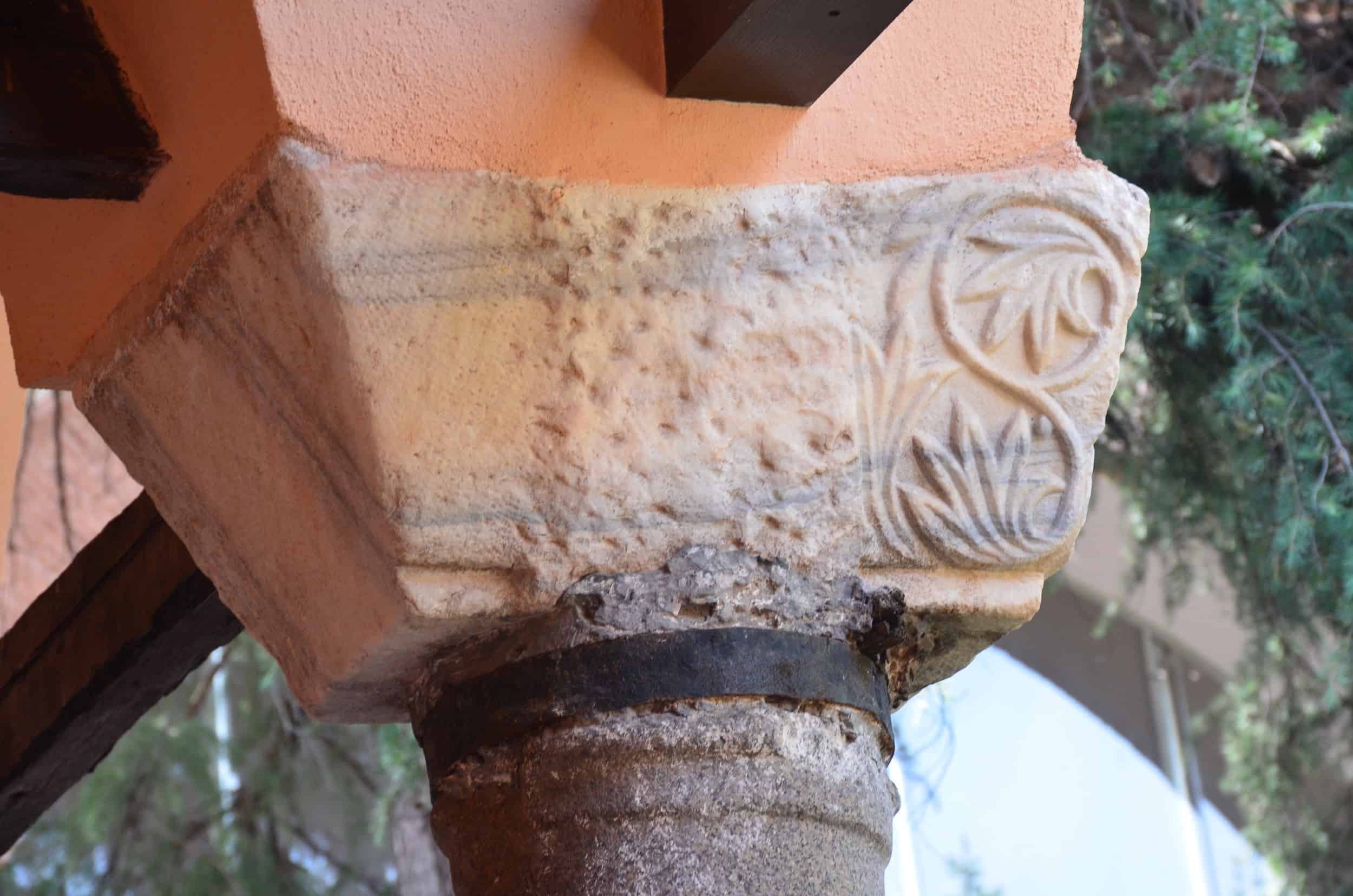 Column capital in the courtyard at the Bursa Museum of Turkish and Islamic Arts