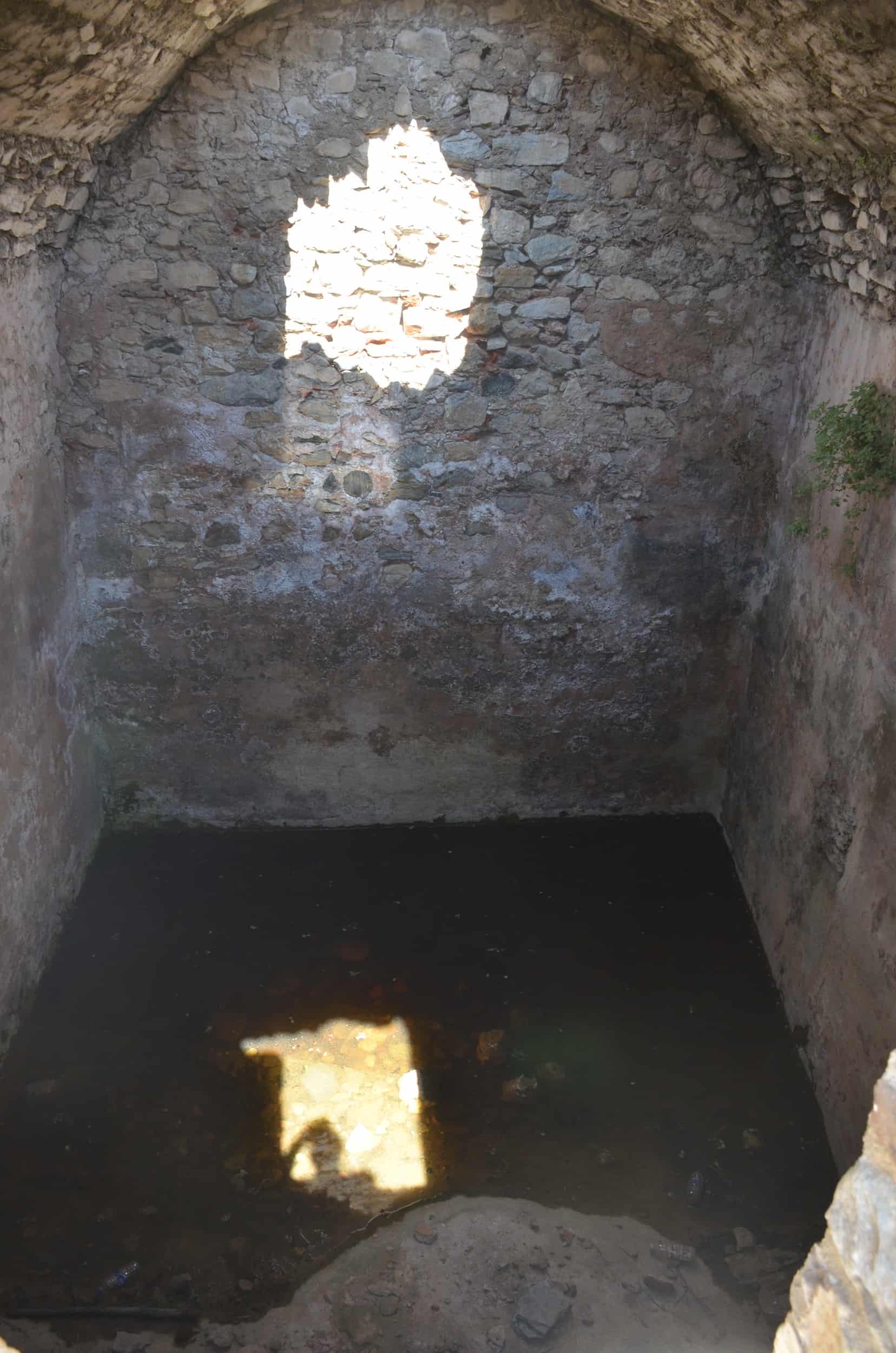 Looking into a Turkish period cistern at Ayasuluk Castle in Selçuk, Turkey
