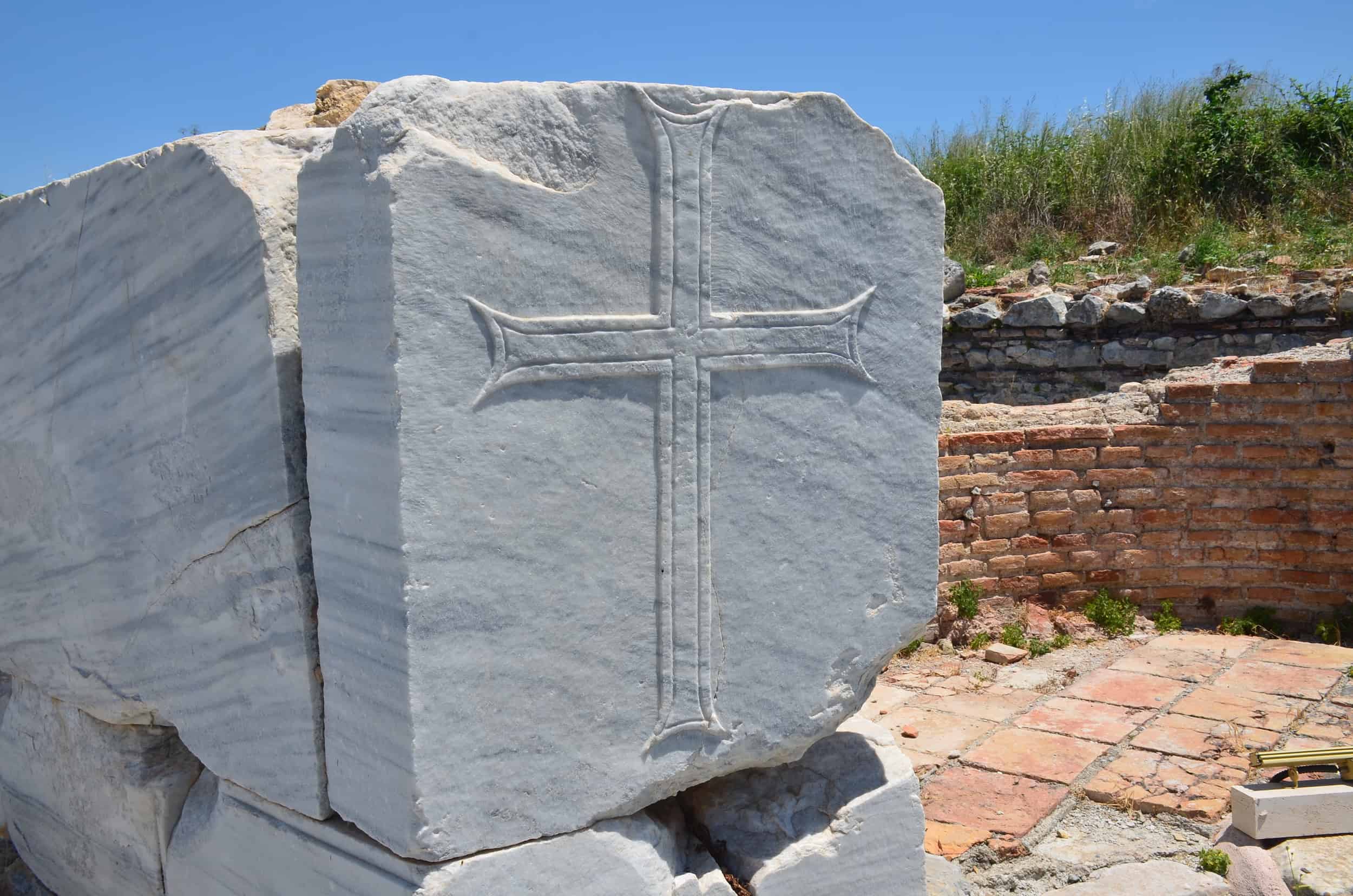 Cross on the wall of the baptistry at the Church of Mary at Ephesus