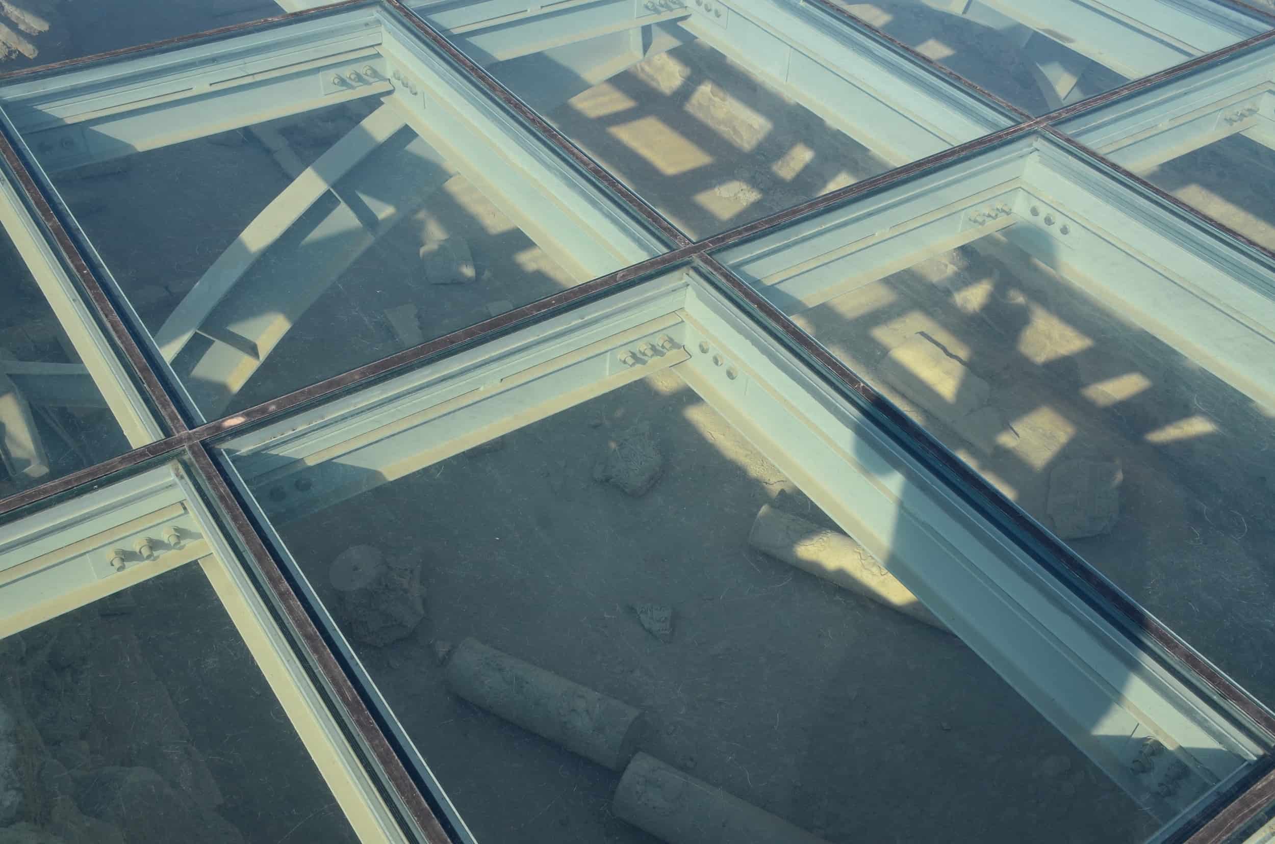 Glass floor of the naos of Temple A