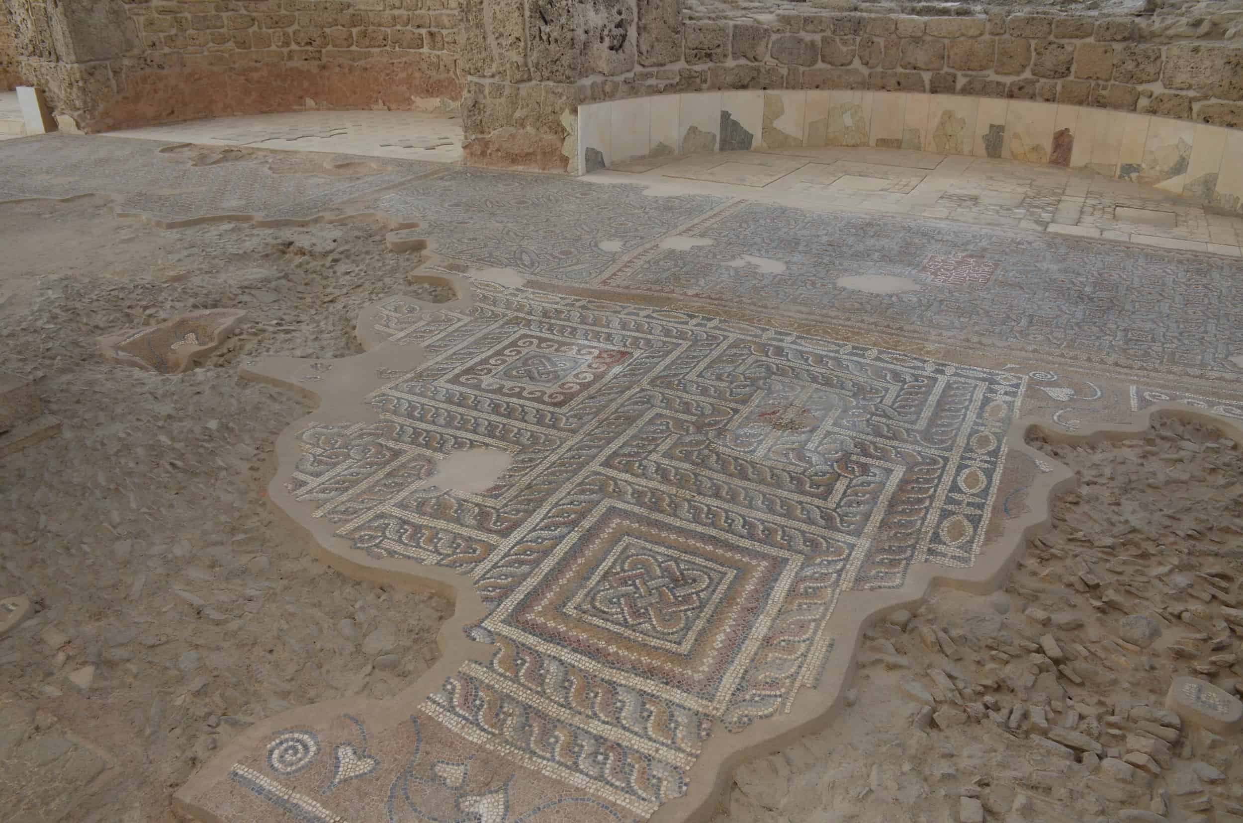 Mosaic floor in the south aisle at the Church of Laodicea