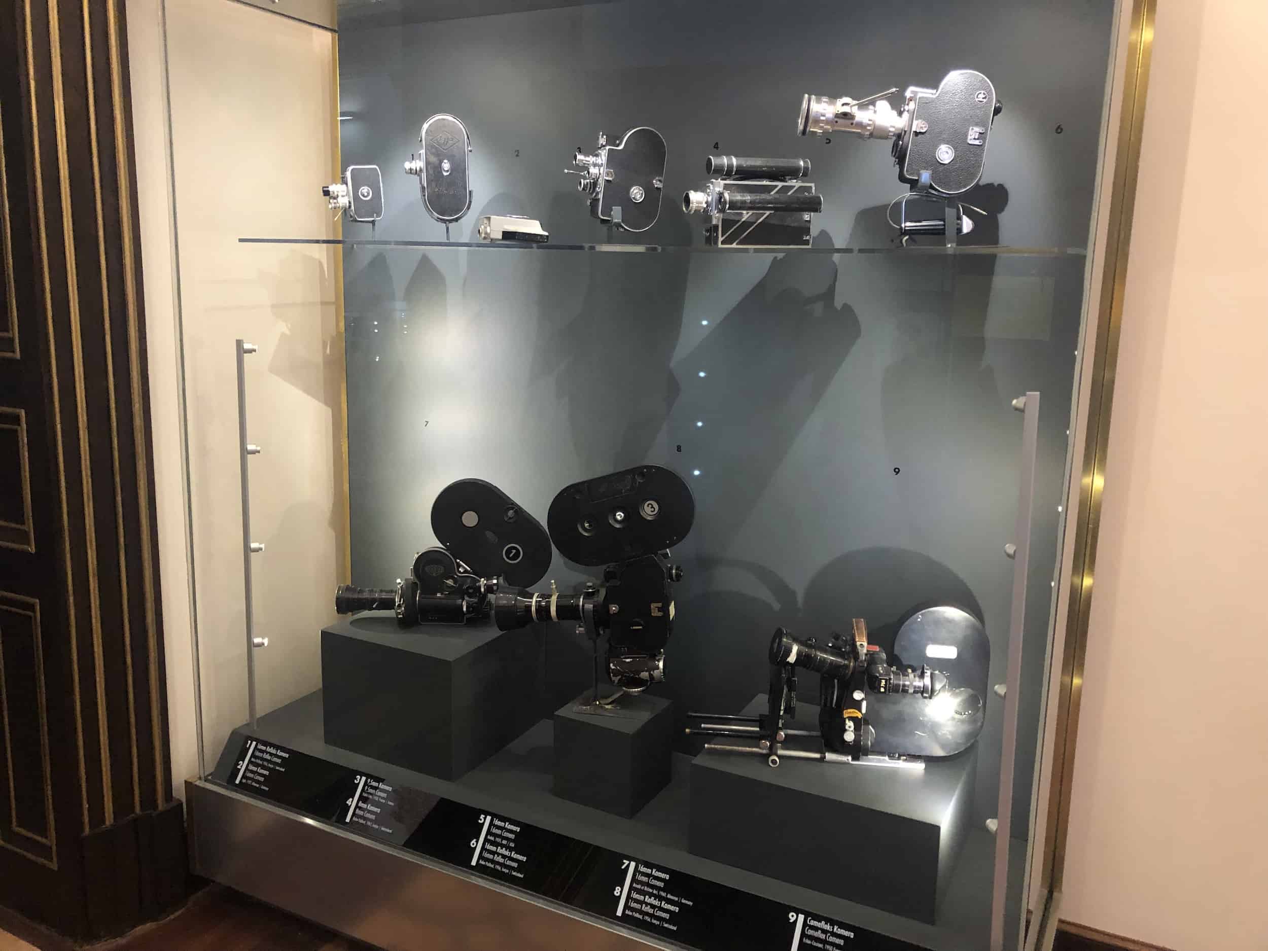 Cameras from the 1930s to the 1950s at the Istanbul Cinema Museum in Istanbul, Turkey
