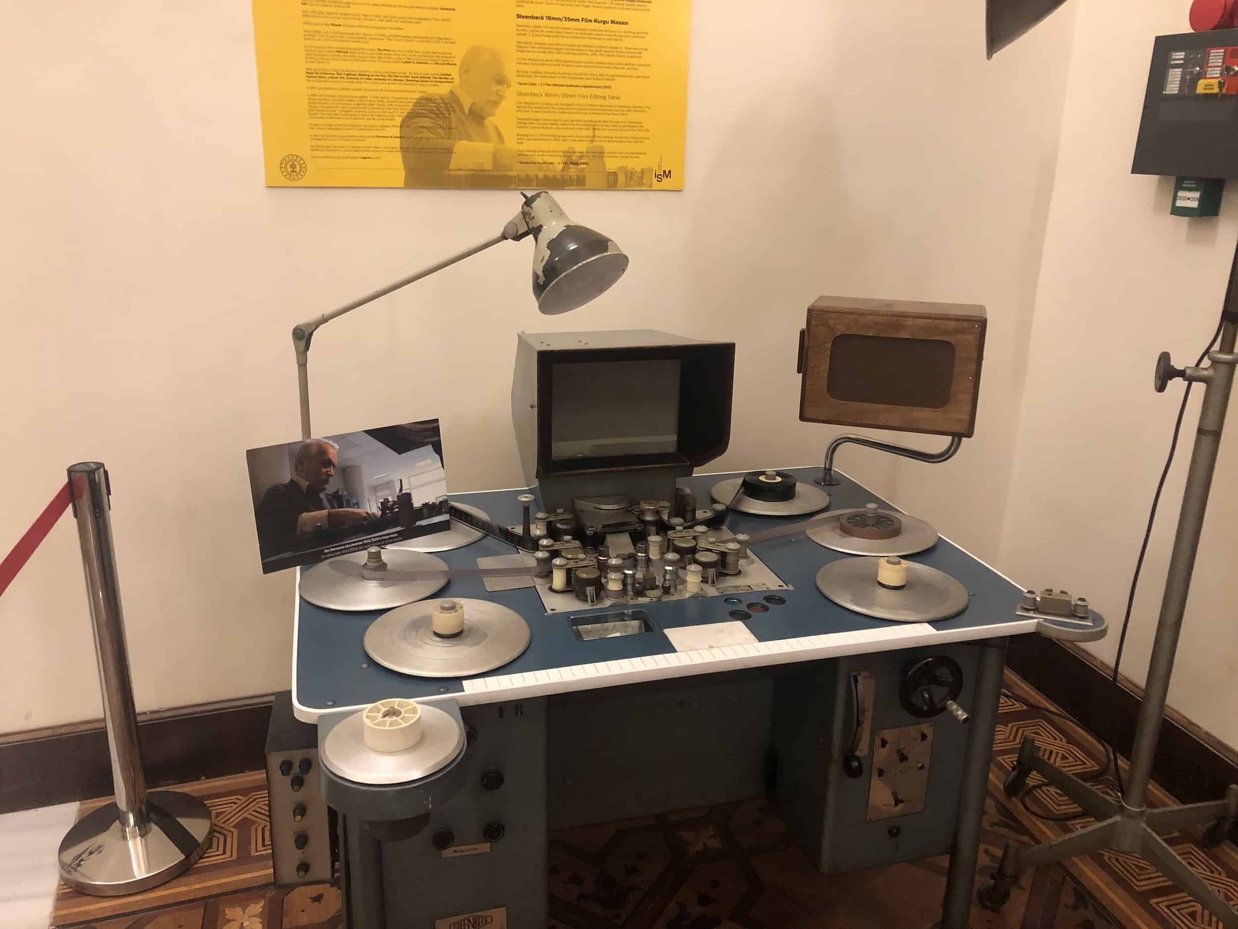 Steenbeck 16mm/35mm flatbed film editing table at the Istanbul Cinema Museum in Istanbul, Turkey