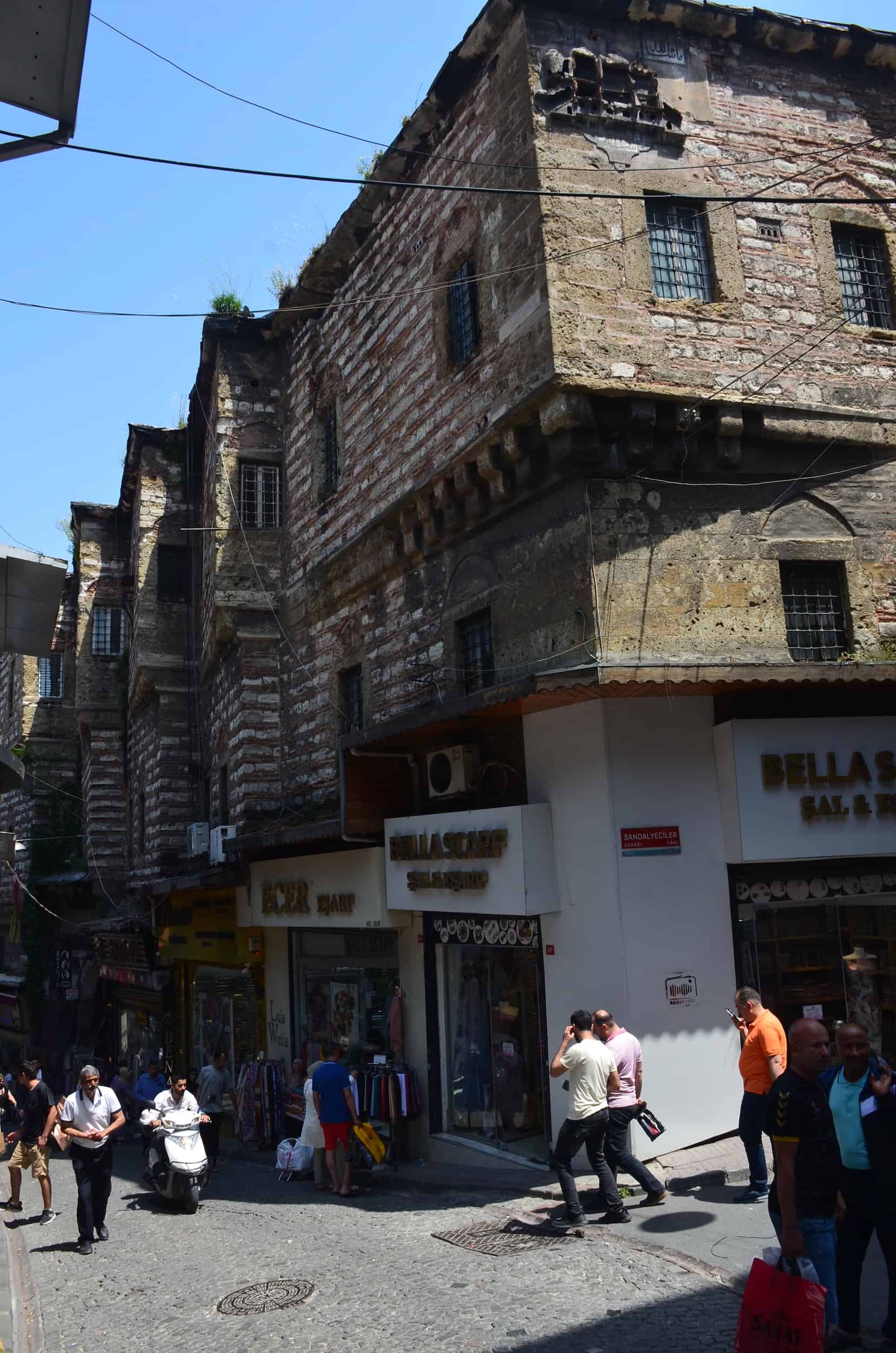 Northern façade of Büyük Yeni Han in Mahmutpaşa, Istanbul, Turkey