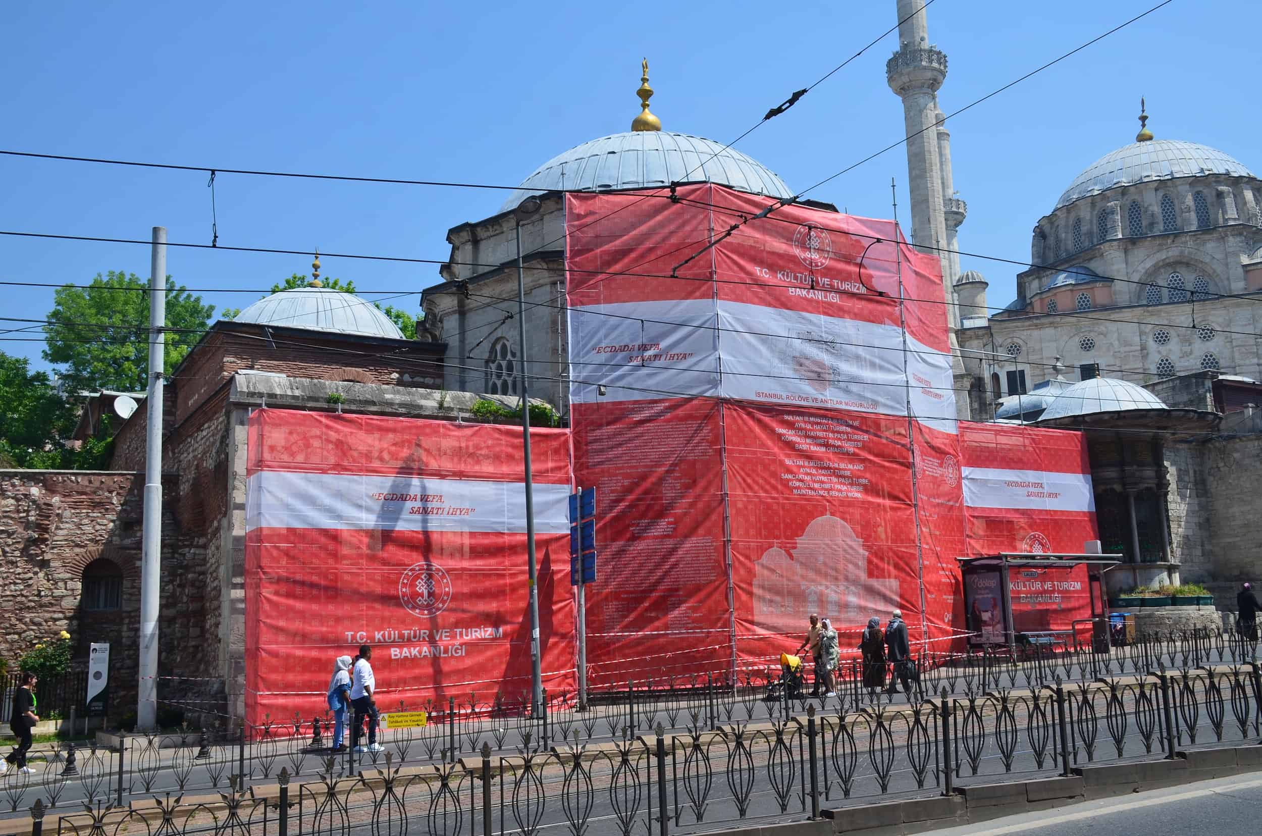 Tomb of Mustafa III under restoration in May 2022