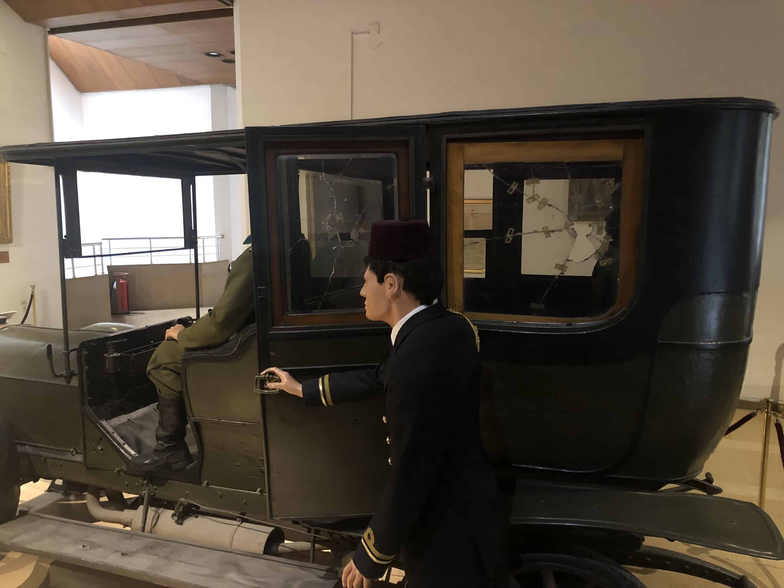 Car in which Mahmud Şevket Pasha was assassinated in the Mahmud Şevket Pasha Hall at the Harbiye Military Museum in Istanbul, Turkey