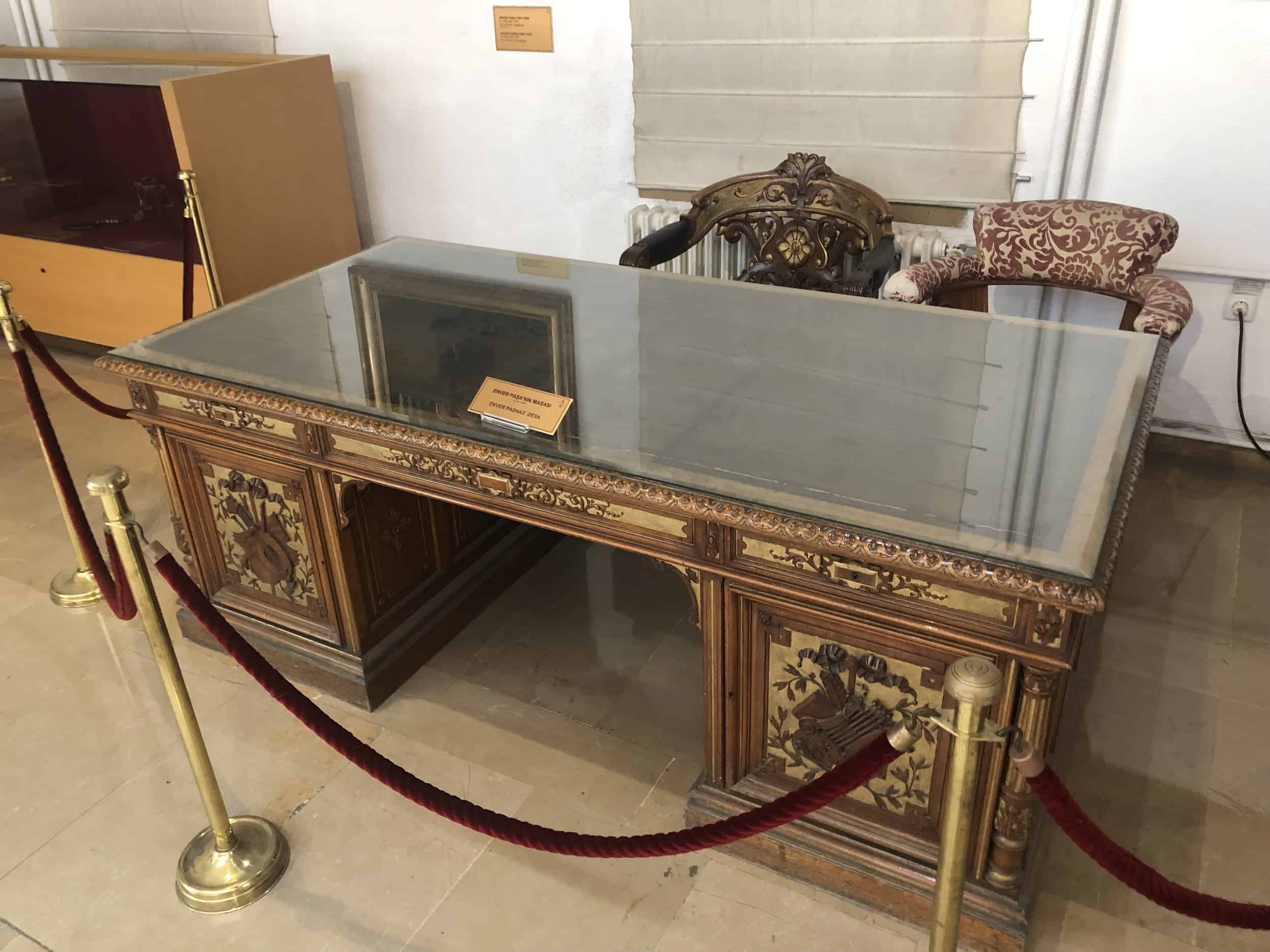 Desk belonging to Enver Pasha in the Constitutional Period Hall at the Harbiye Military Museum in Istanbul, Turkey