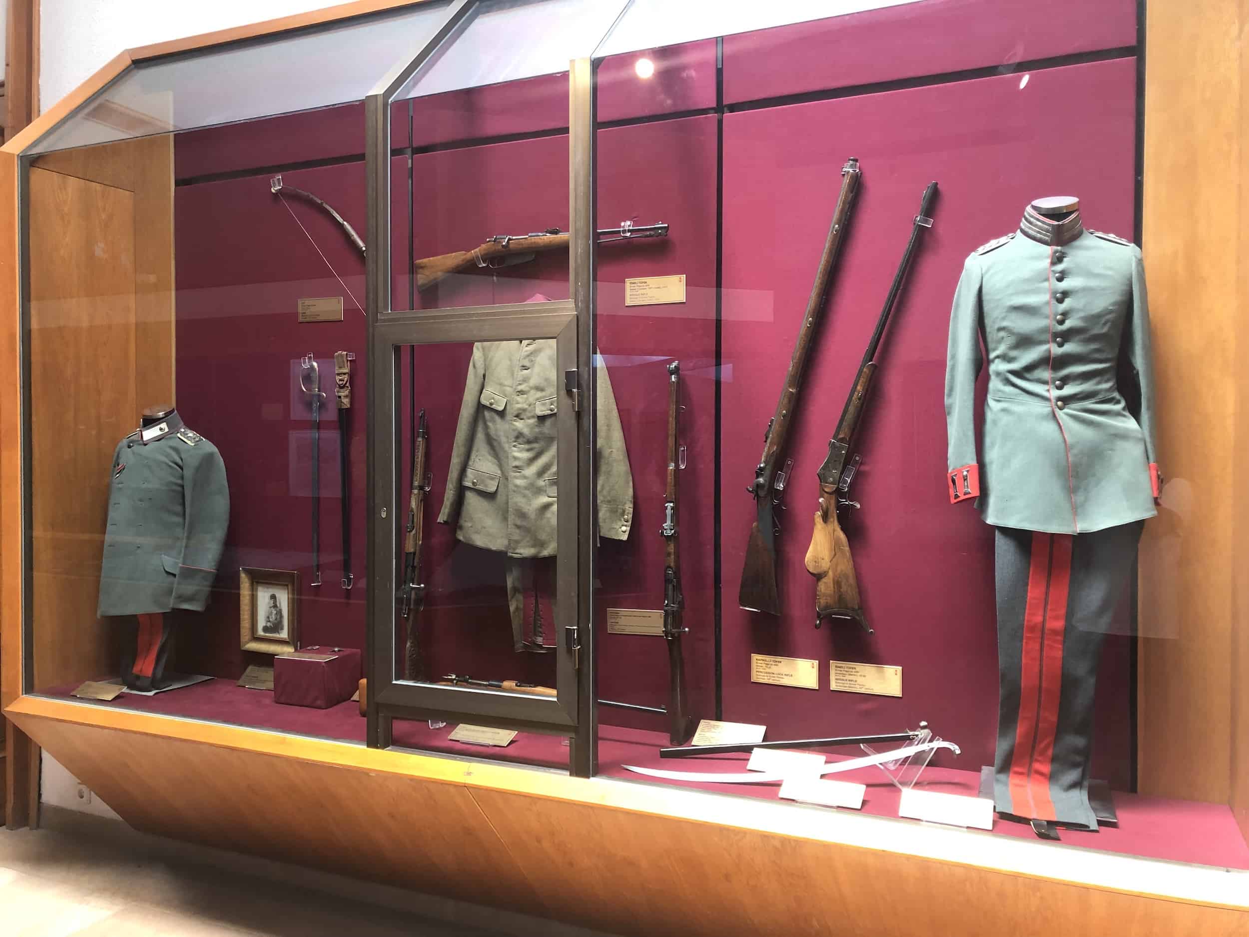 Items belonging to Enver Pasha in the World War I Hall at the Harbiye Military Museum in Istanbul, Turkey