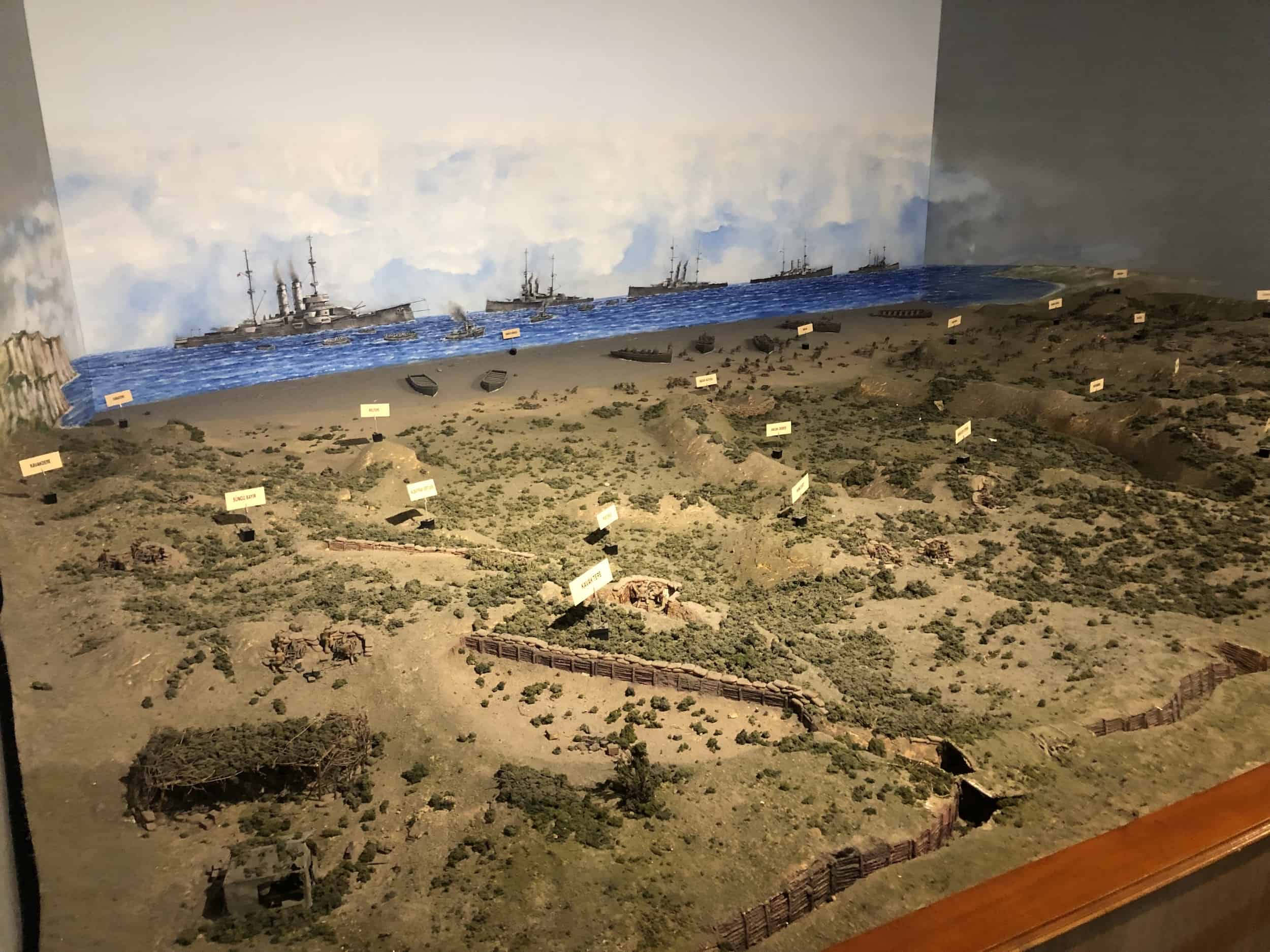 Model of the Gallipoli battlefields in the Battle of Dardanelles Hall at the Harbiye Military Museum in Istanbul, Turkey