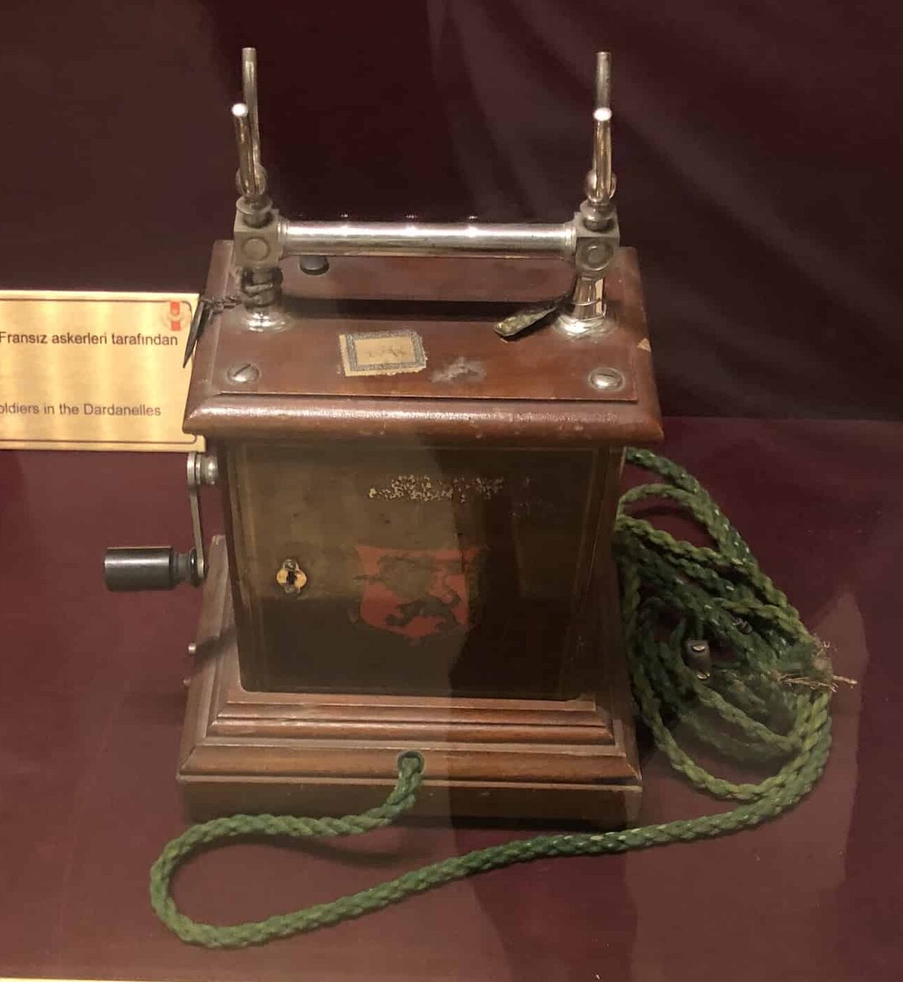 Telephone captured from the French submarine Turquoise in the Battle of Dardanelles Hall
