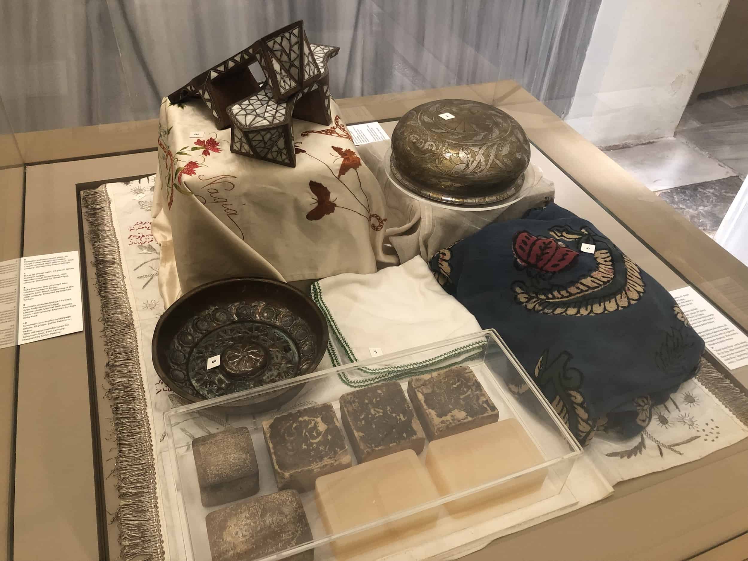 Olive oil soap and other items in the women's hot room at the Bayezid II Hamam (Bayezid II Turkish Bath Cultural Museum) in Beyazıt, Istanbul, Turkey