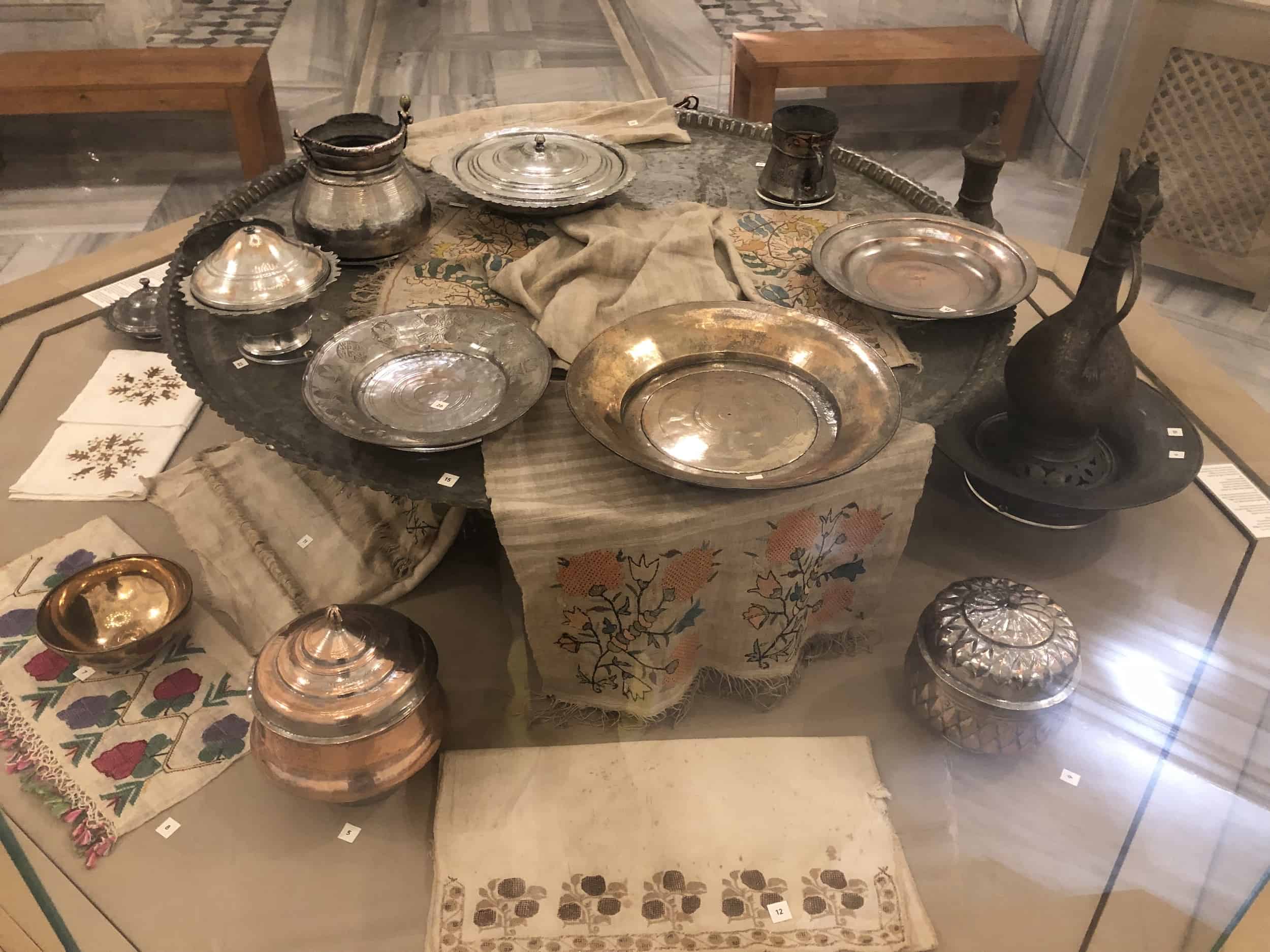 Bowls and plates in the men's hot room at the Bayezid II Hamam