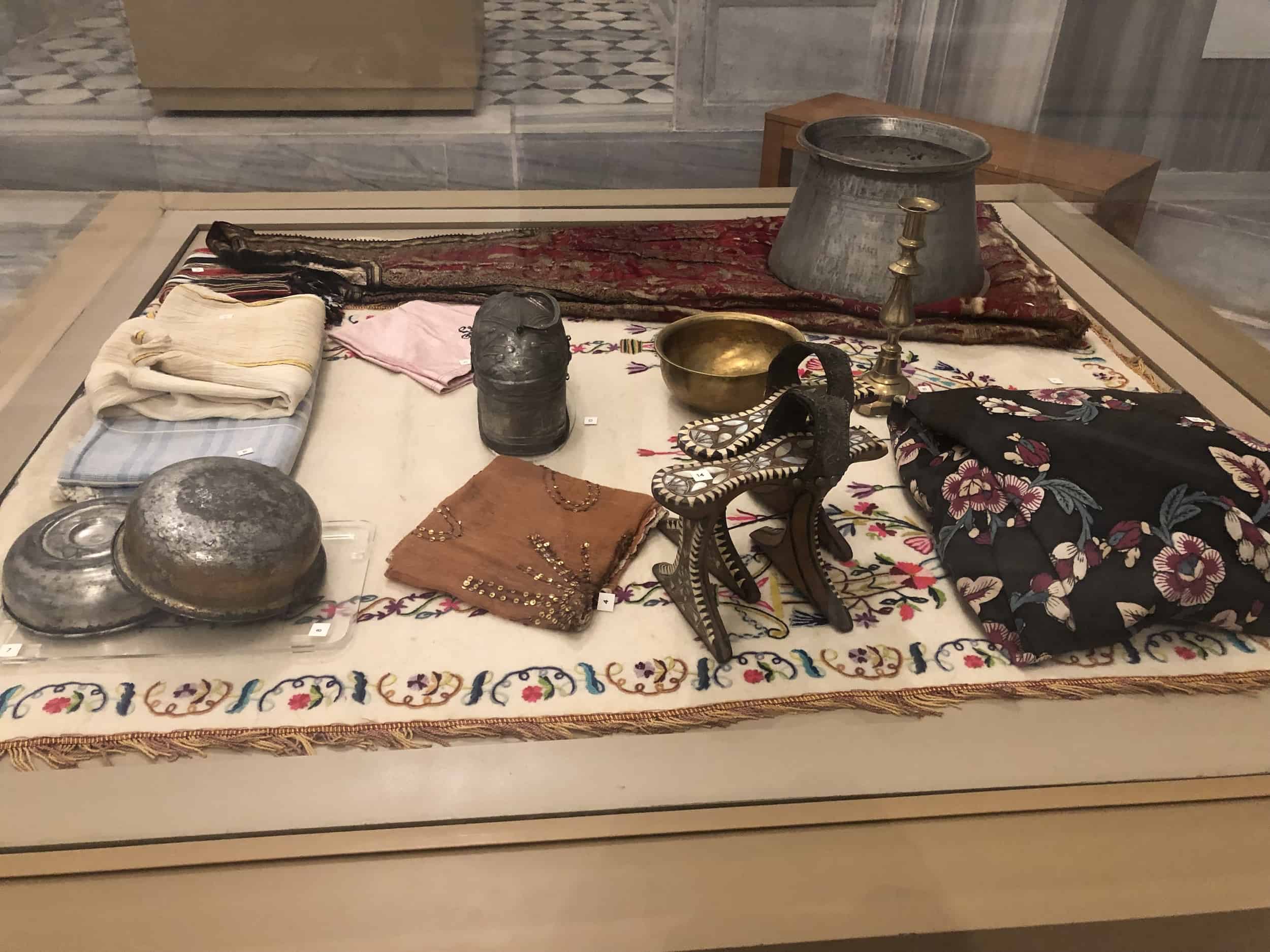 Ethnographic items in the men's warm room at the Bayezid II Hamam