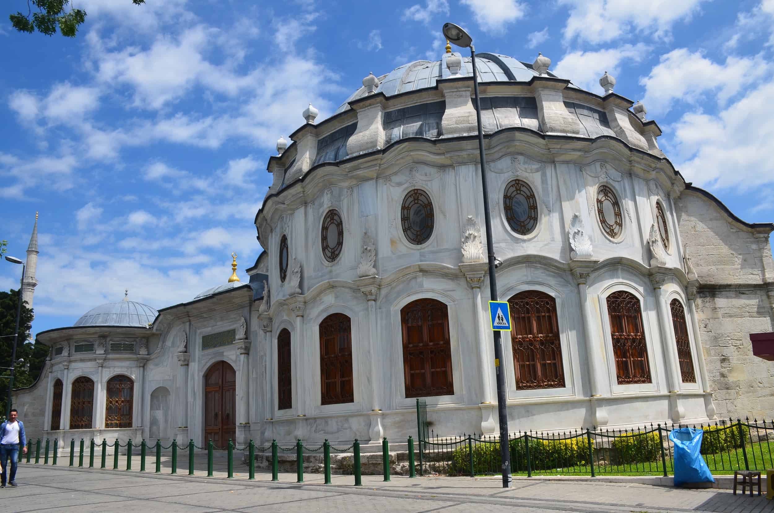 Tomb of Nakşidil Sultan from the street at the Fatih Mosque Complex in Istanbul, Turkey