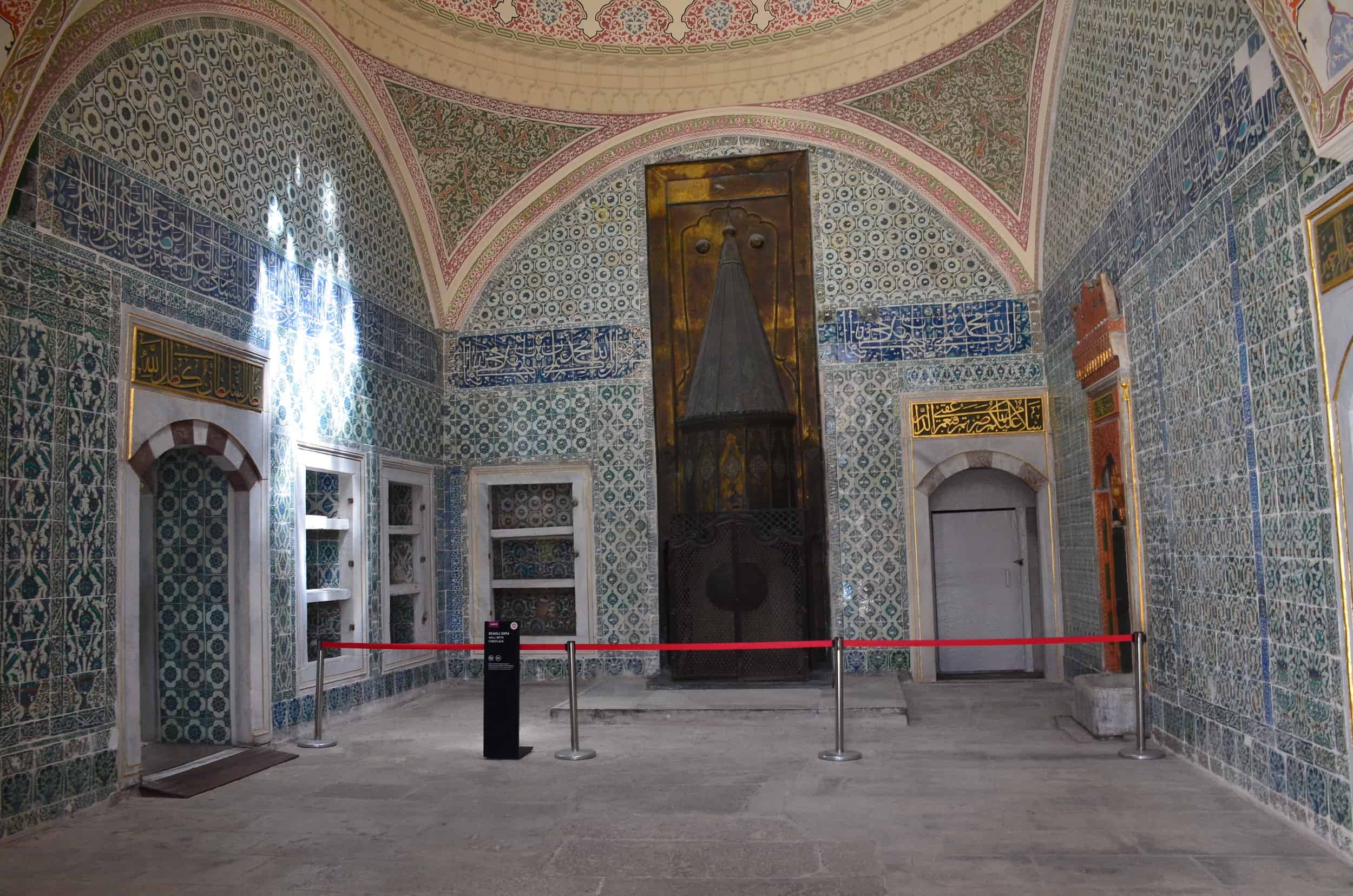 Hall with the Fireplace in the Imperial Harem at Topkapi Palace in Istanbul, Turkey