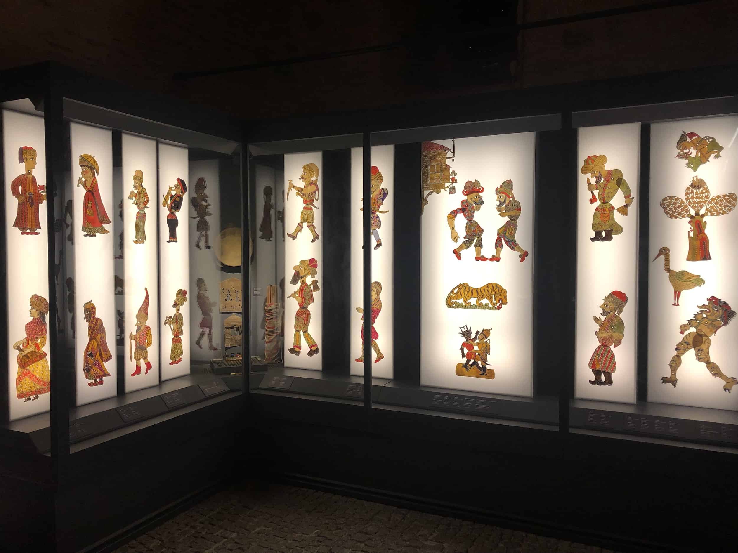 Shadow puppets in the ethnographic collection at the Museum of Turkish and Islamic Arts in Istanbul, Turkey