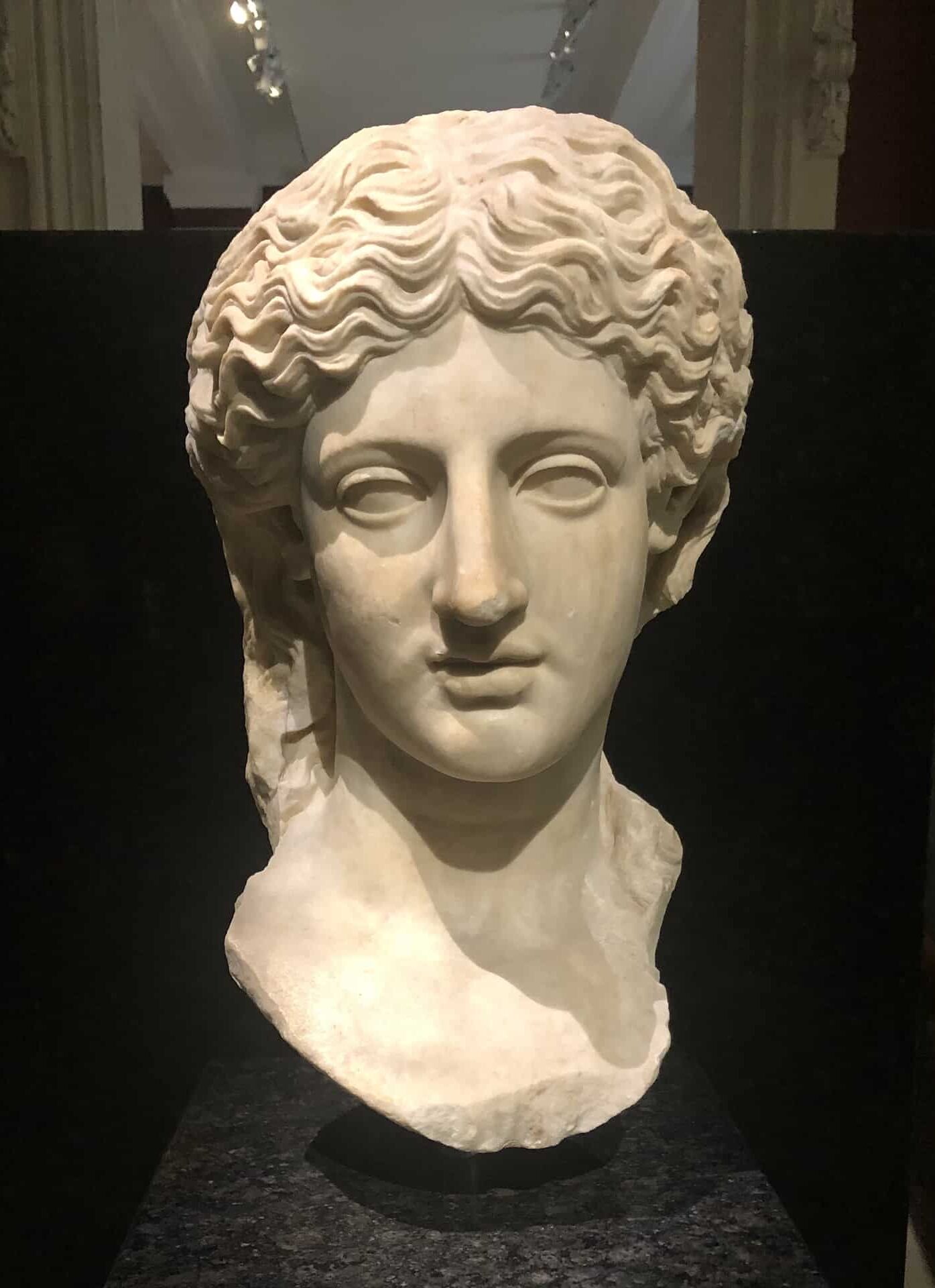 Head of a woman; marble; early Roman period; copy of a 5th century original; Tralles (Aydın)