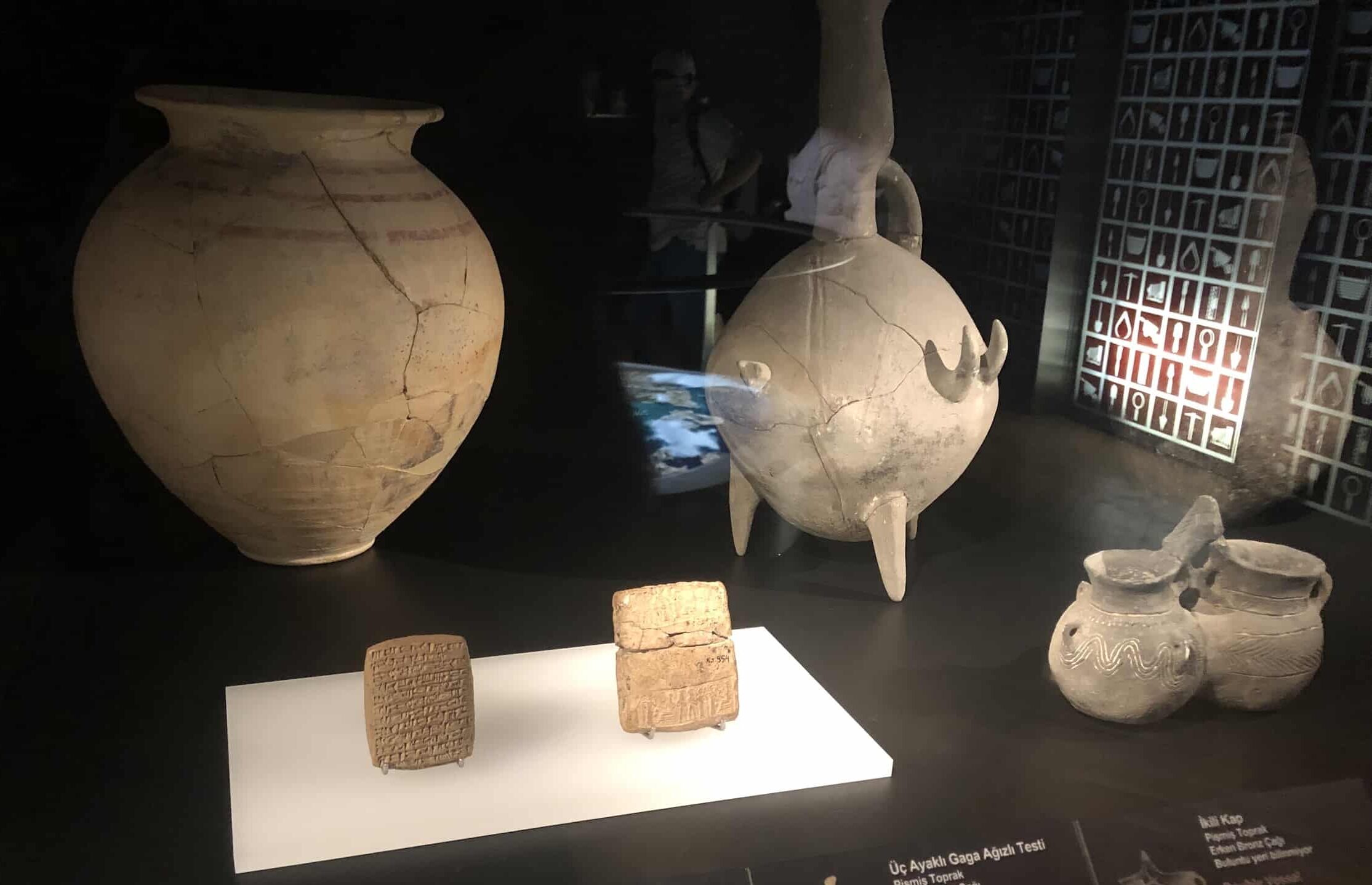 Artifacts made of terracotta and bone at the Istanbul Archaeology Museums in Istanbul, Turkey