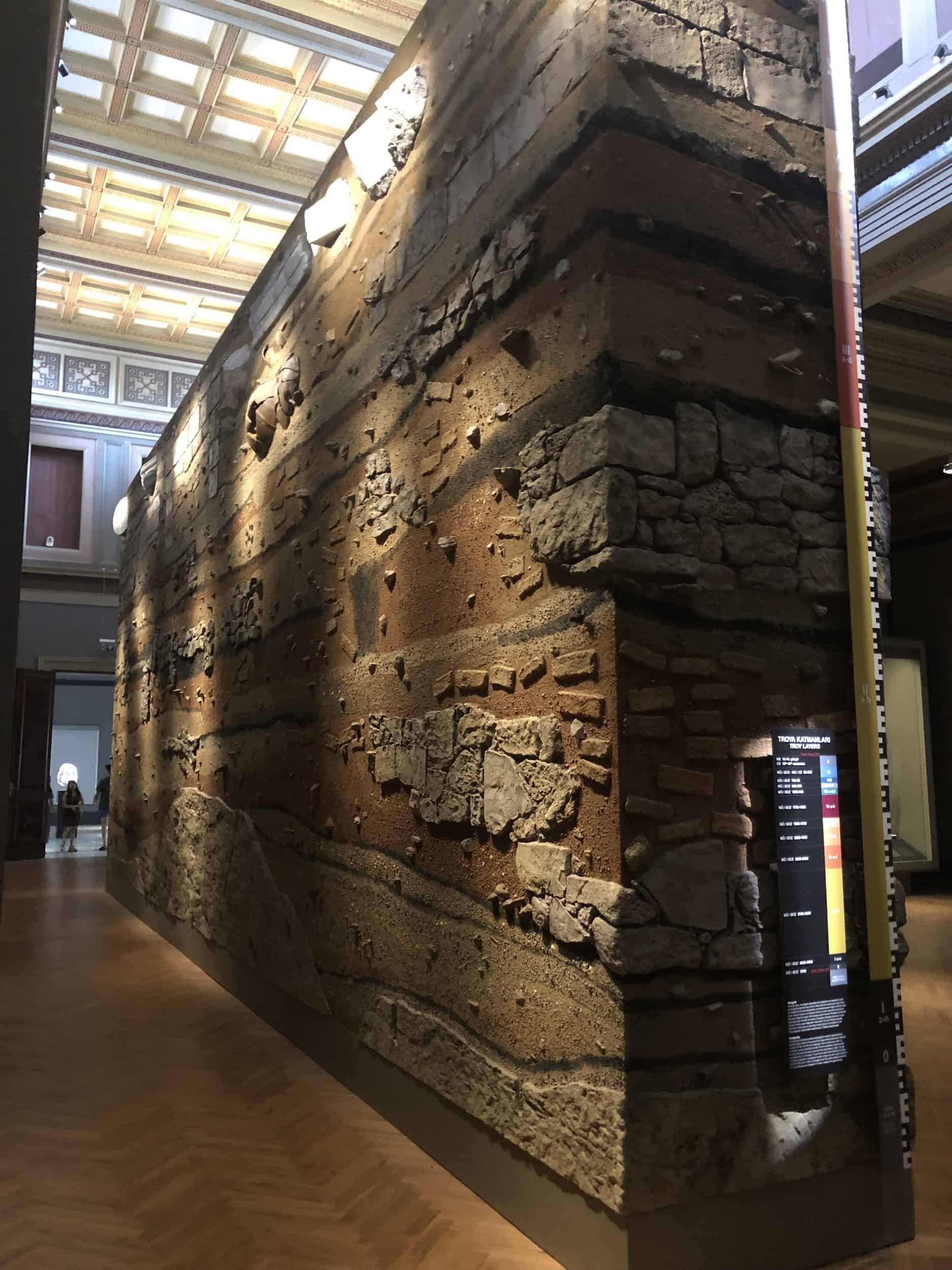 Layers of Troy at the Istanbul Archaeology Museums in Istanbul, Turkey