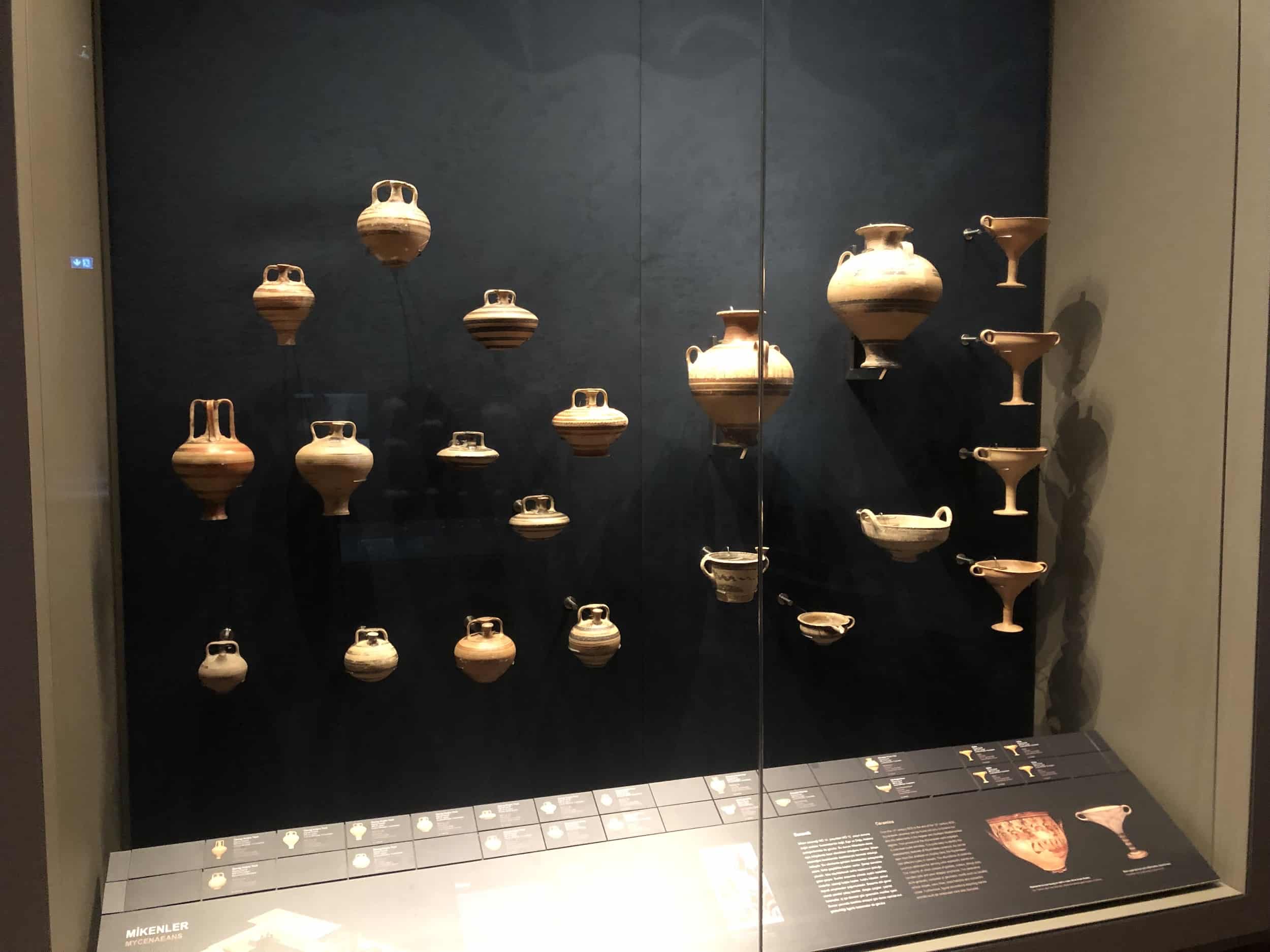 Mycenaean pottery at the Istanbul Archaeology Museum in Istanbul, Turkey