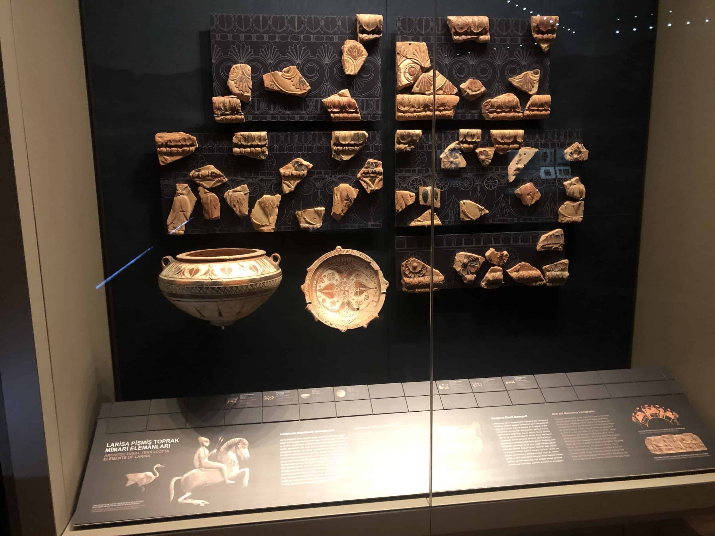 Architectural terracotta elements of Larisa at the Istanbul Archaeology Museum in Istanbul, Turkey