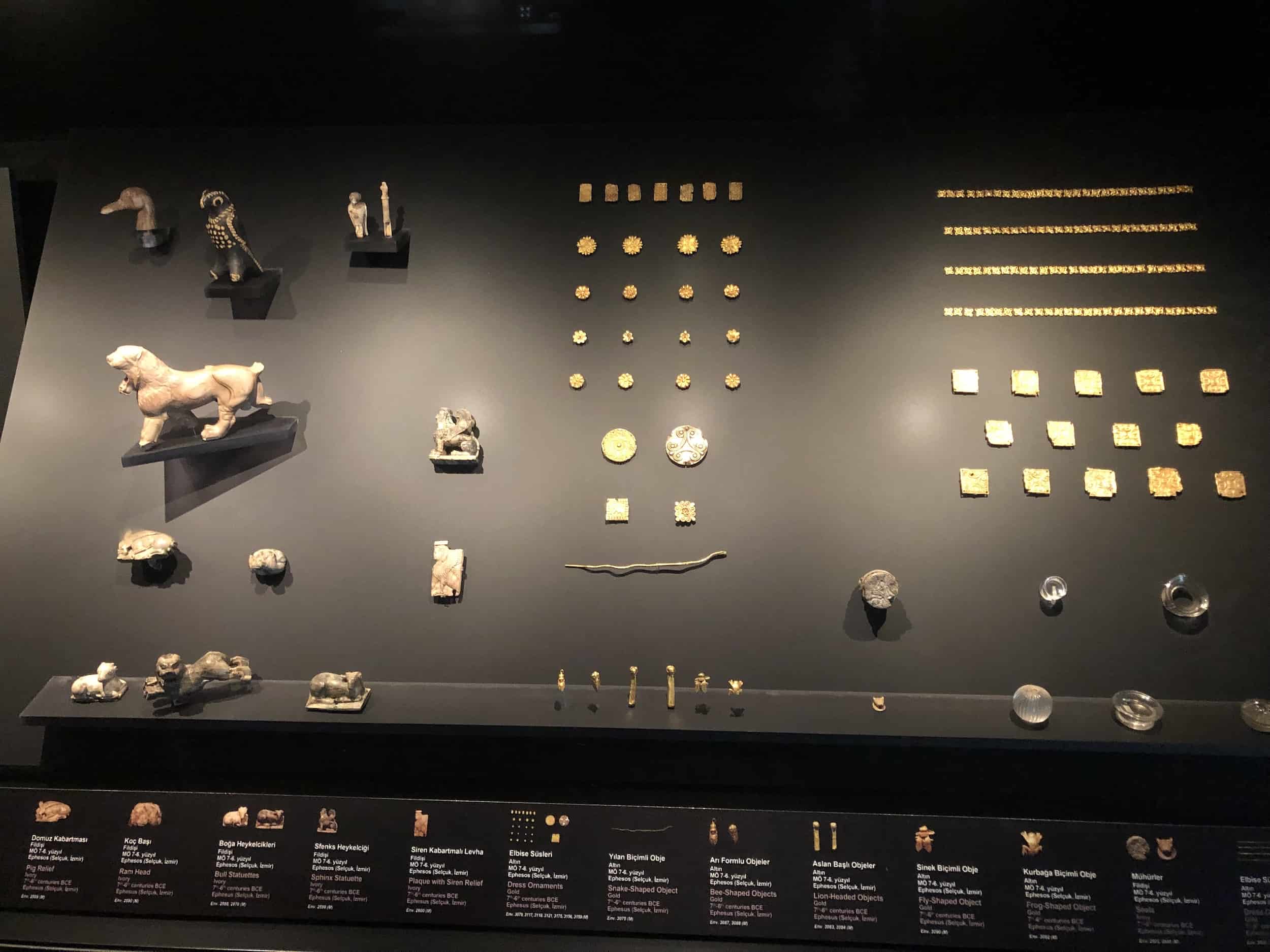 Ornaments and statuettes; ivory and gold; 7th-6th century BC; Ephesus