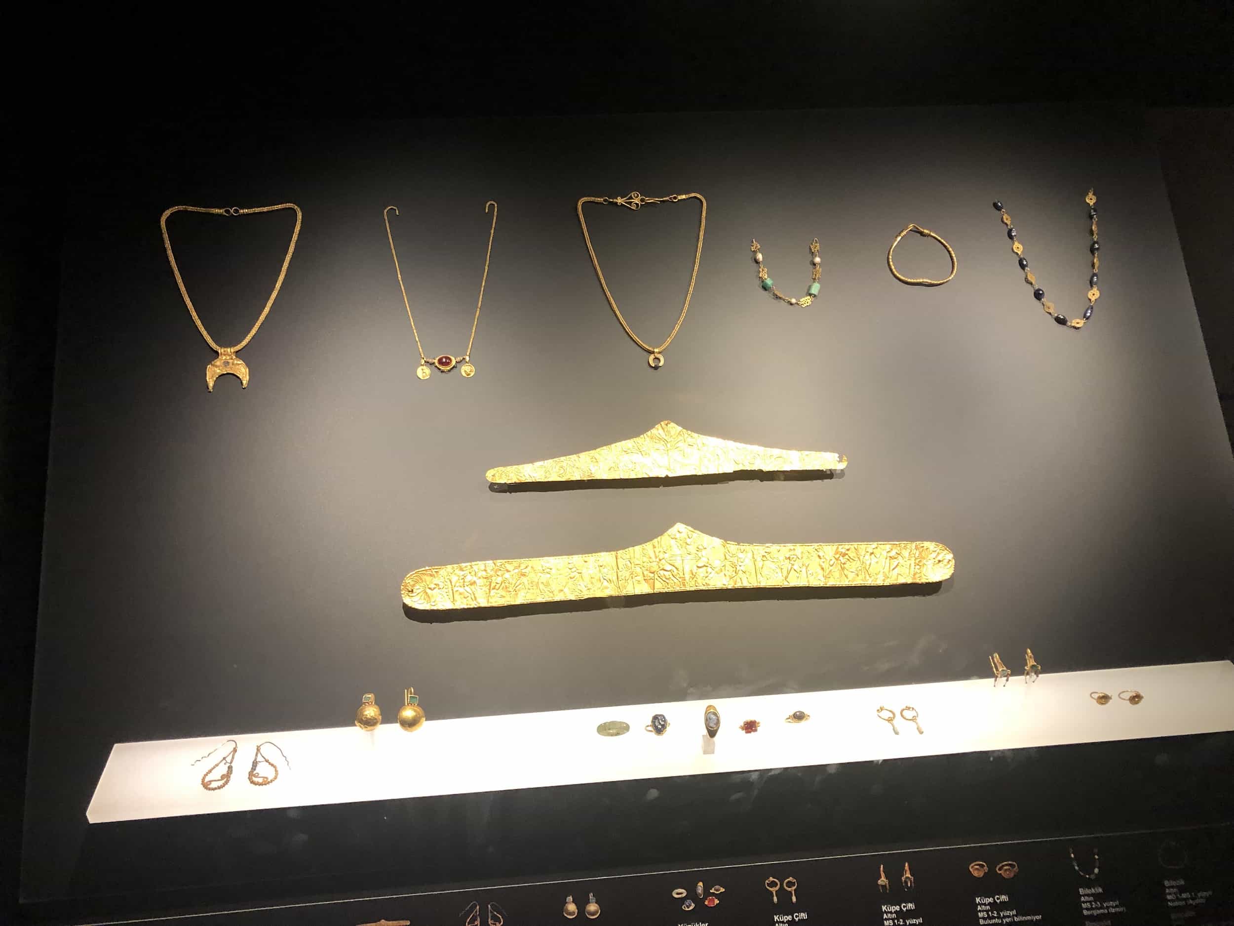 1st and 2nd century jewelry from various ancient cities at the Istanbul Archaeology Museum in Istanbul, Turkey