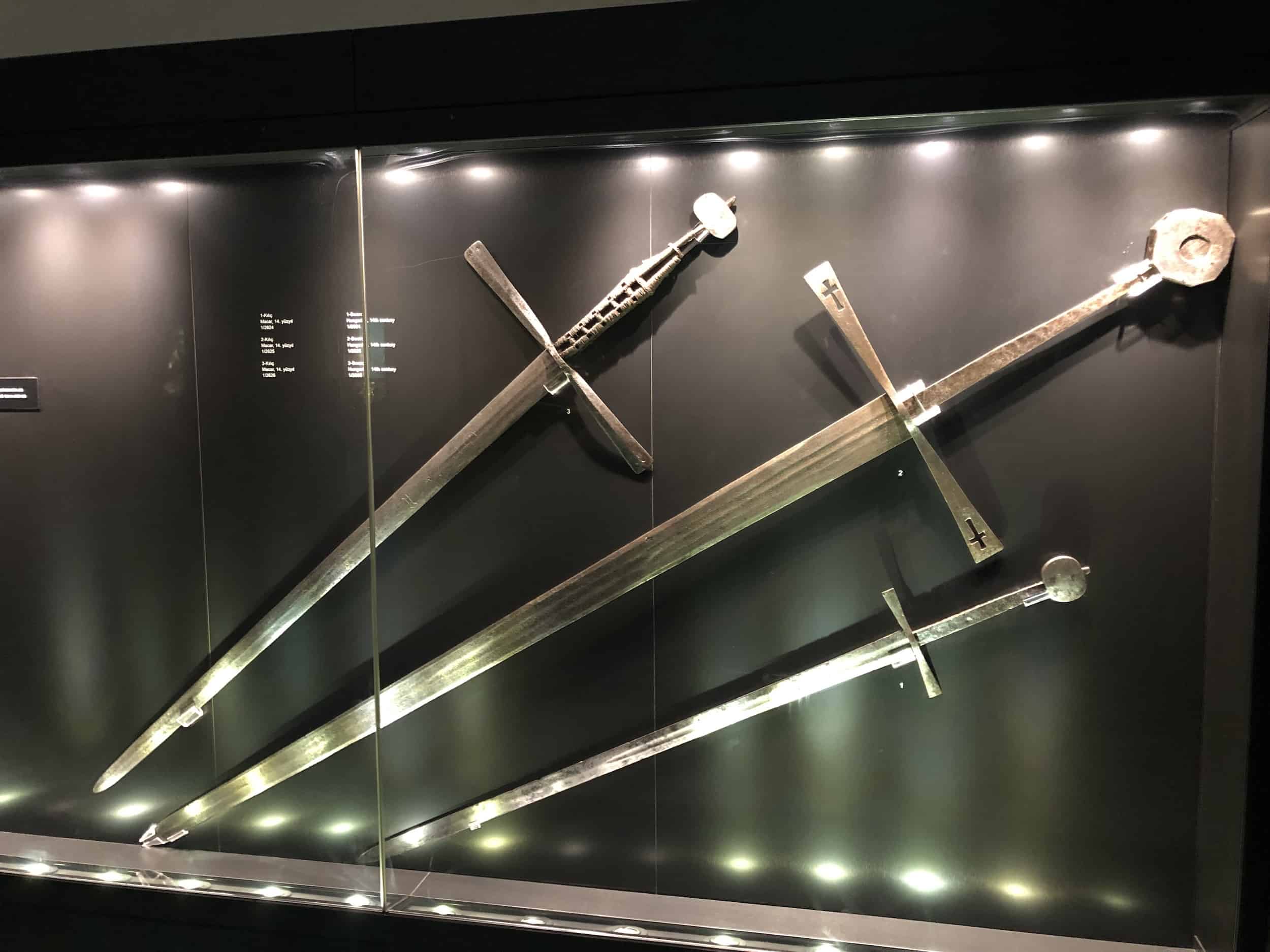 14th century Hungarian swords in the weapons collection at Topkapi Palace in Istanbul, Turkey