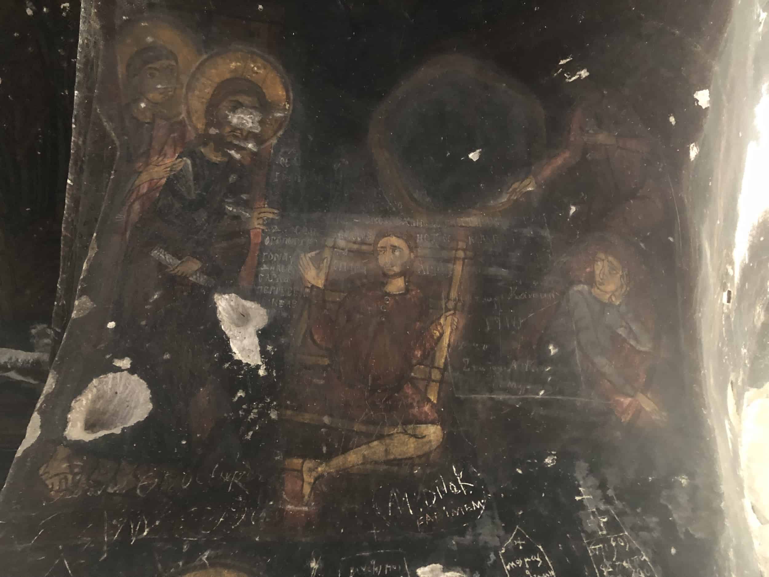 Jesus healing the paralytic at Capernaum at Archangel Michael Church at Keşlik Monastery in Cappadocia, Turkey