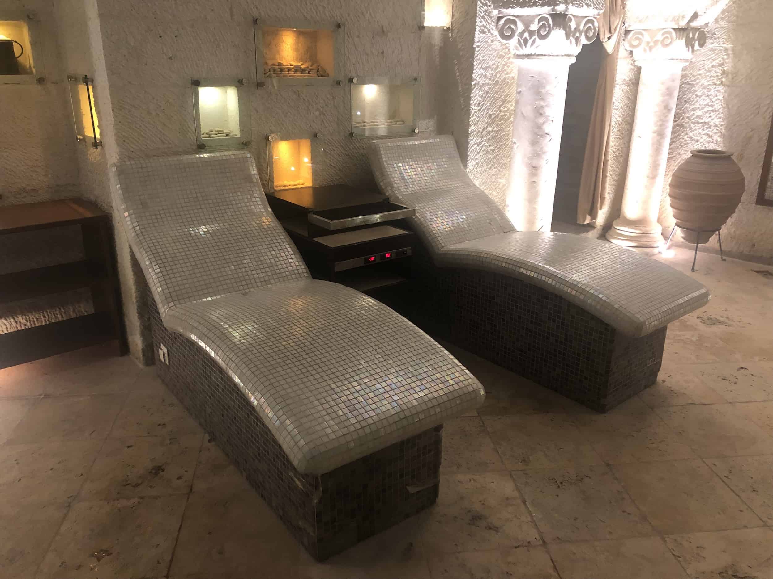 Heated chairs in the spa at Anatolian Houses