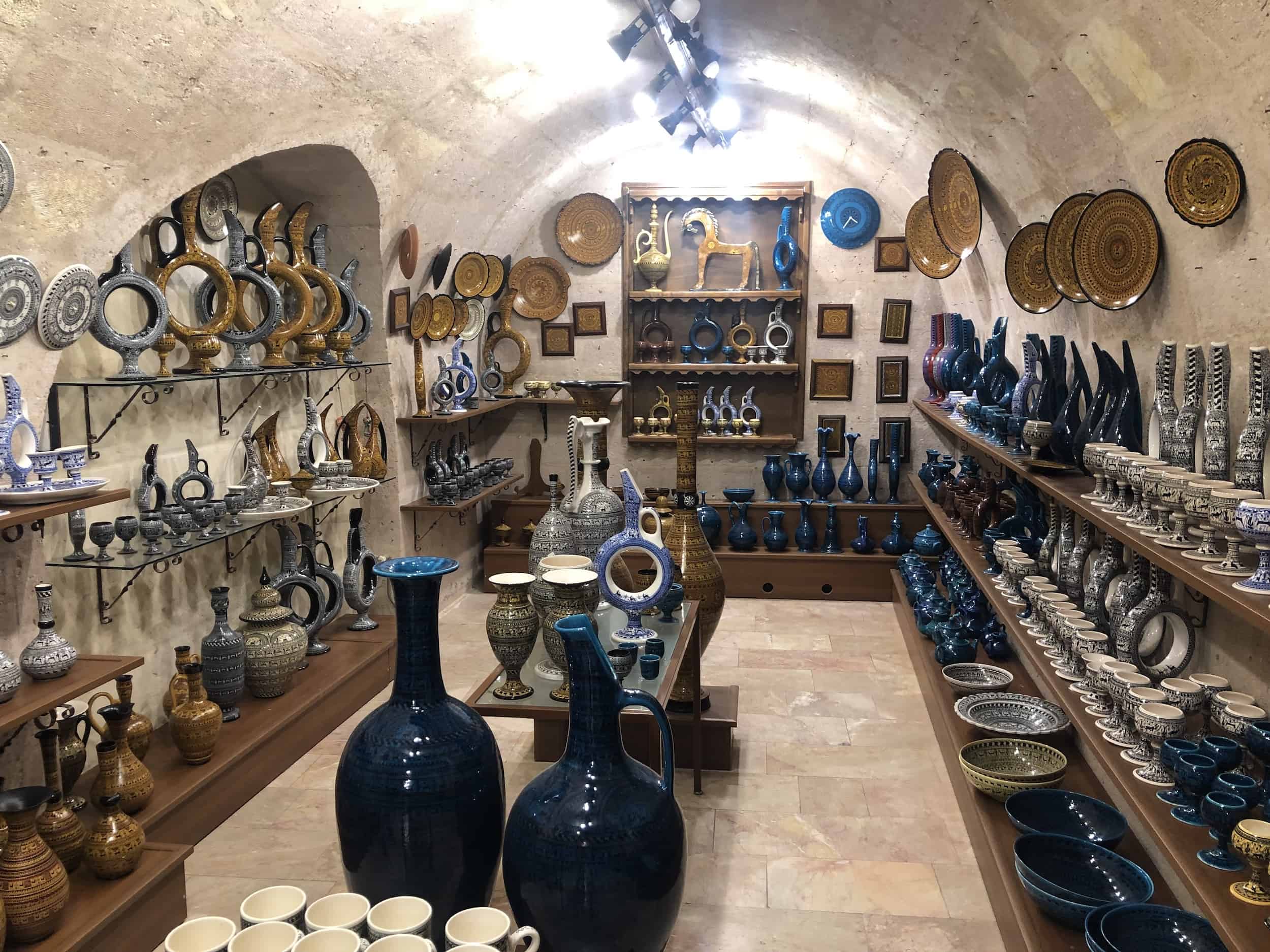 Hittite-style ceramic works at Venessa Seramik in Avanos, Cappadocia, Turkey