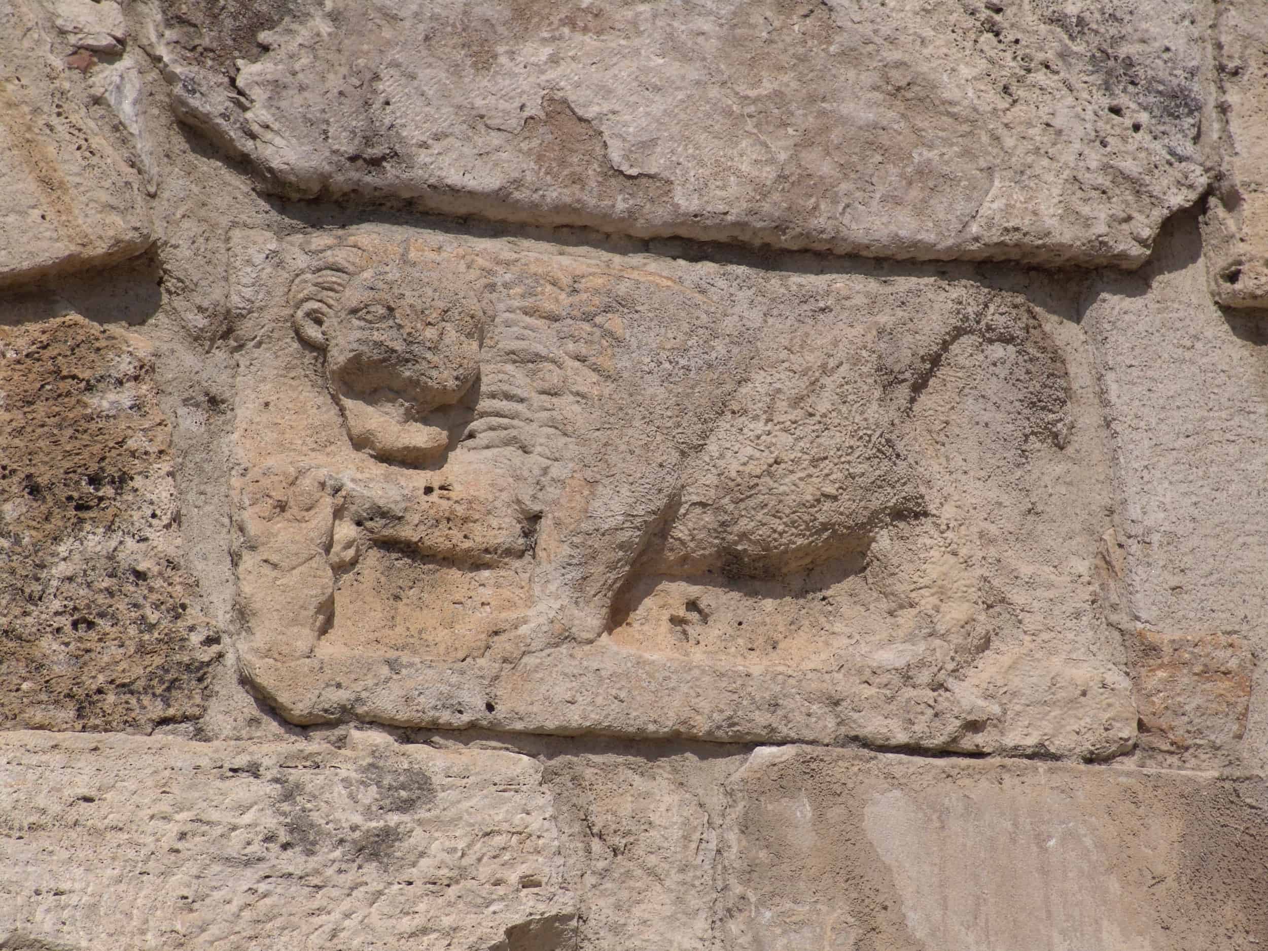 Lion relief on the South Byzantine Gate in Hierapolis