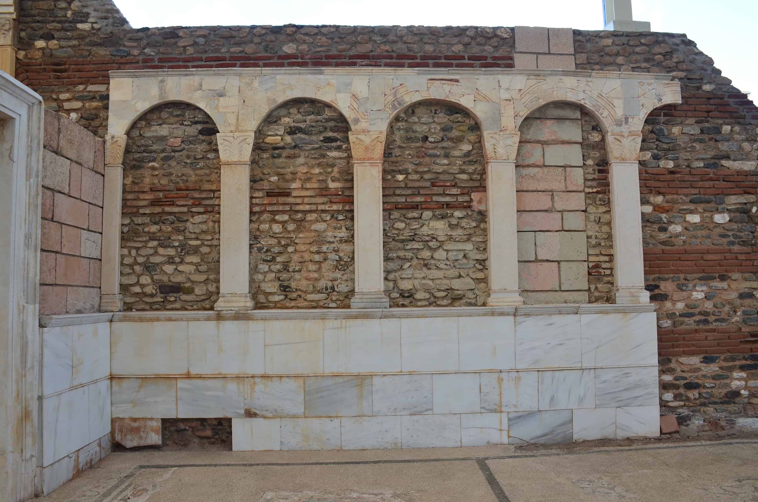 Wall decorations in the forecourt of the Sardis Synagogue