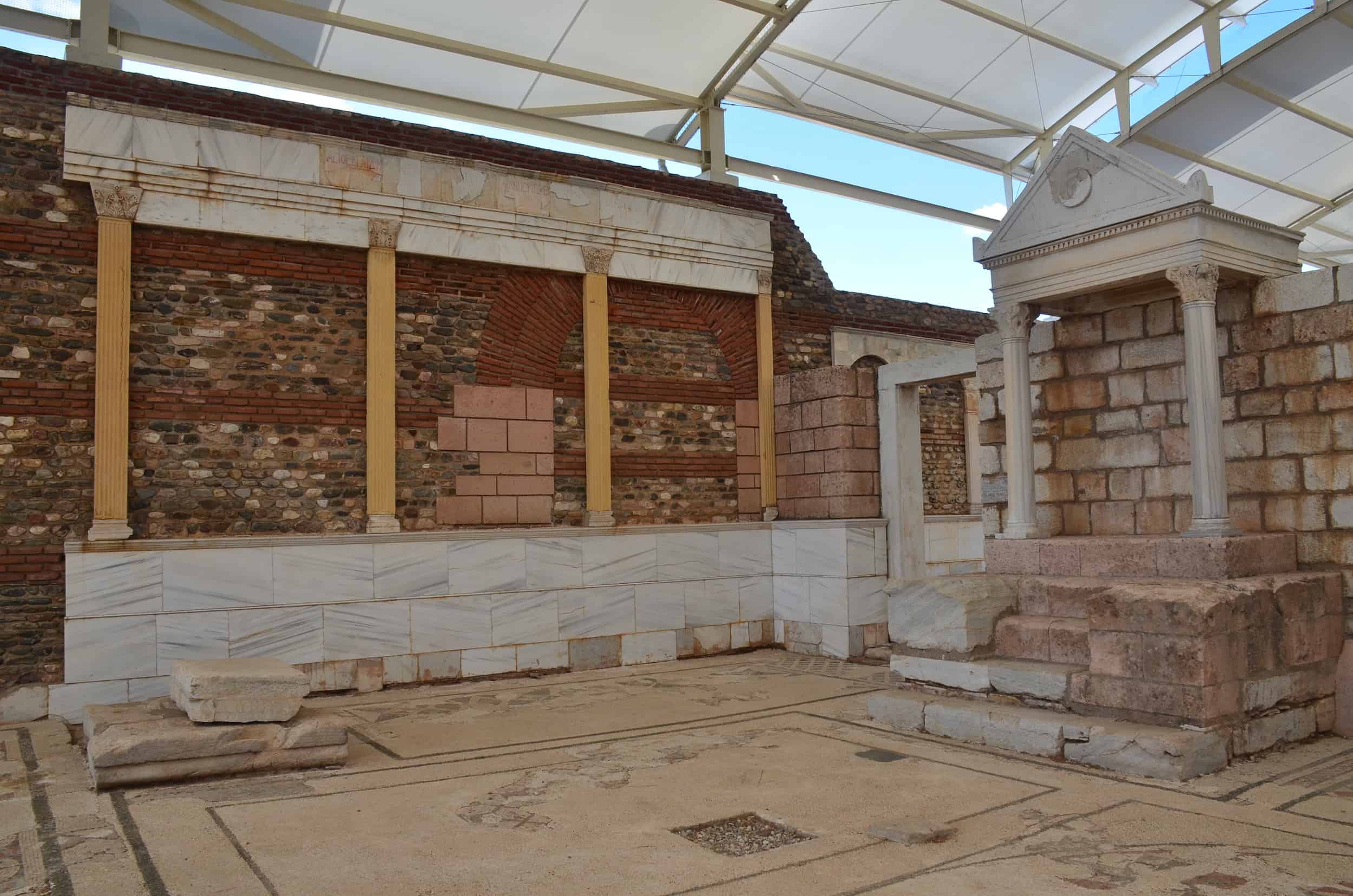 Decoration on the north wall in the main hall of the Sardis Synagogue