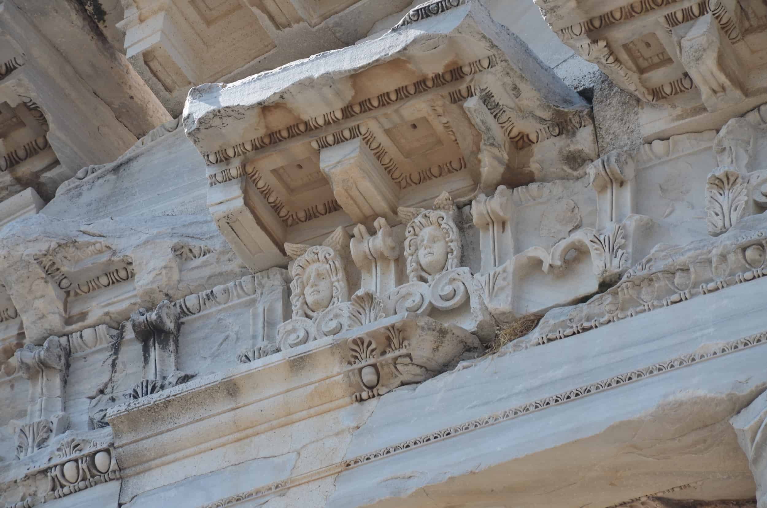Relief sculptures on the pediment of the Temple of Trajan