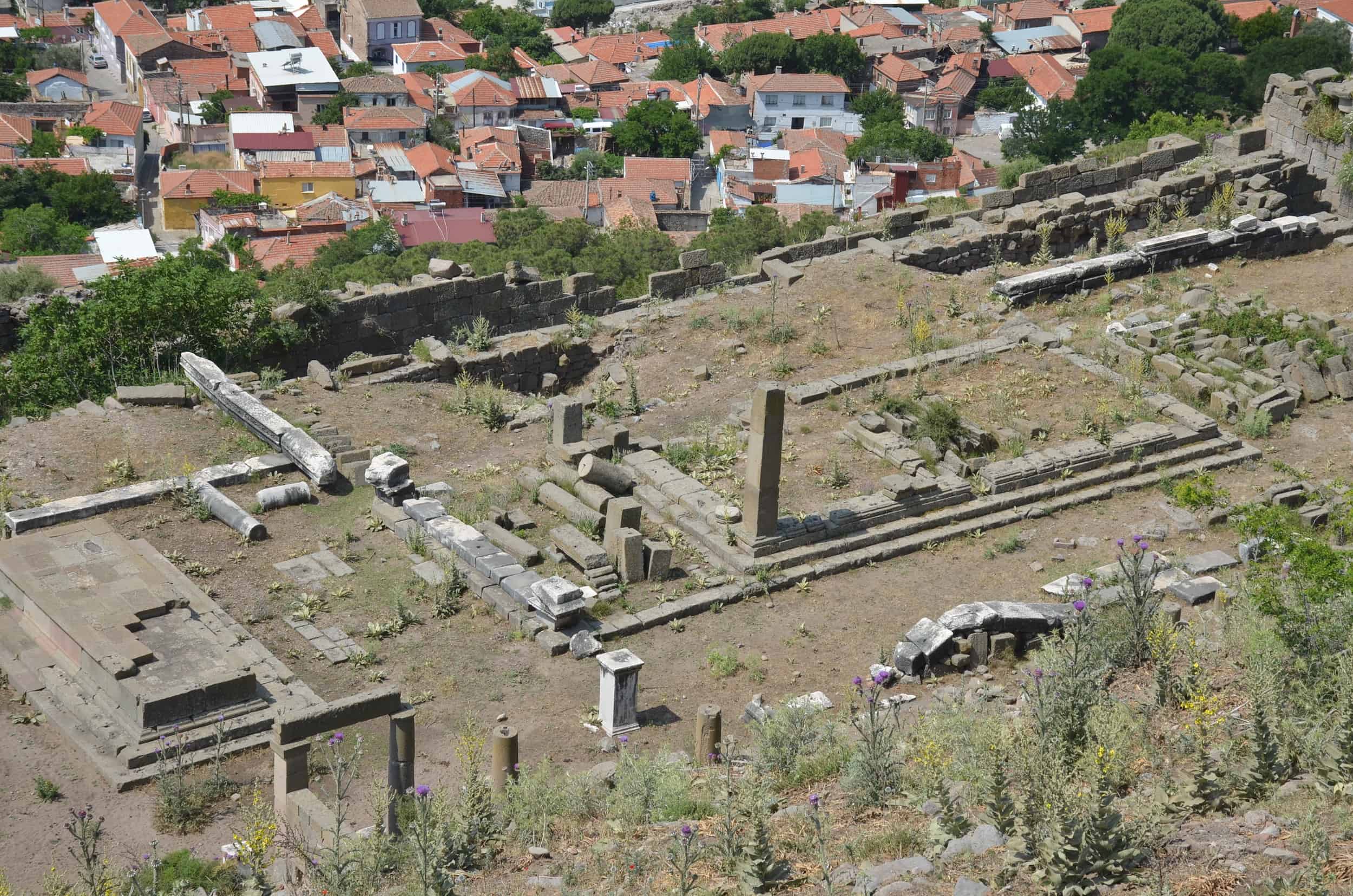 Altar (left) and temple (center to right) at the Sanctuary of Demeter in the Lower Acropolis of Pergamon