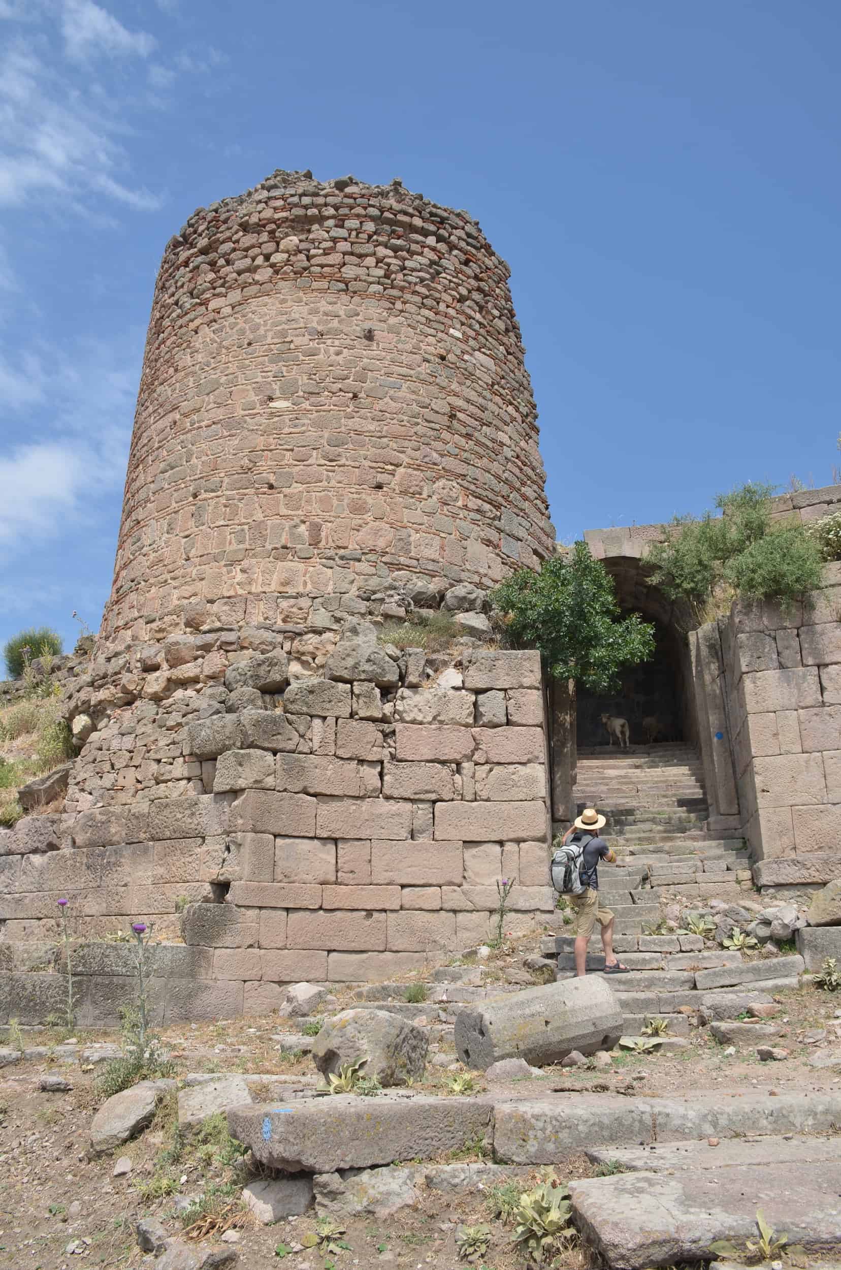 Stairway and Byzantine tower at the Pergamon Gymnasium