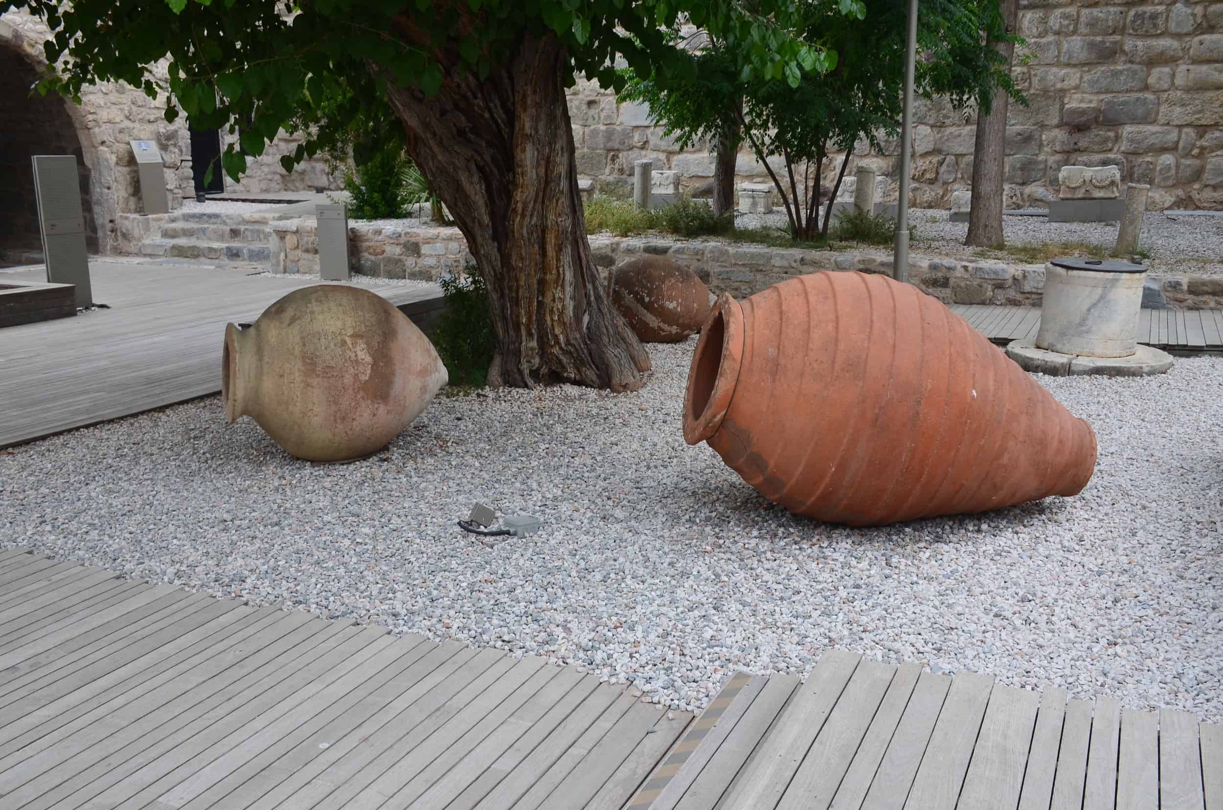 Amphorae in the 1st Courtyard at Bodrum Castle in Turkey
