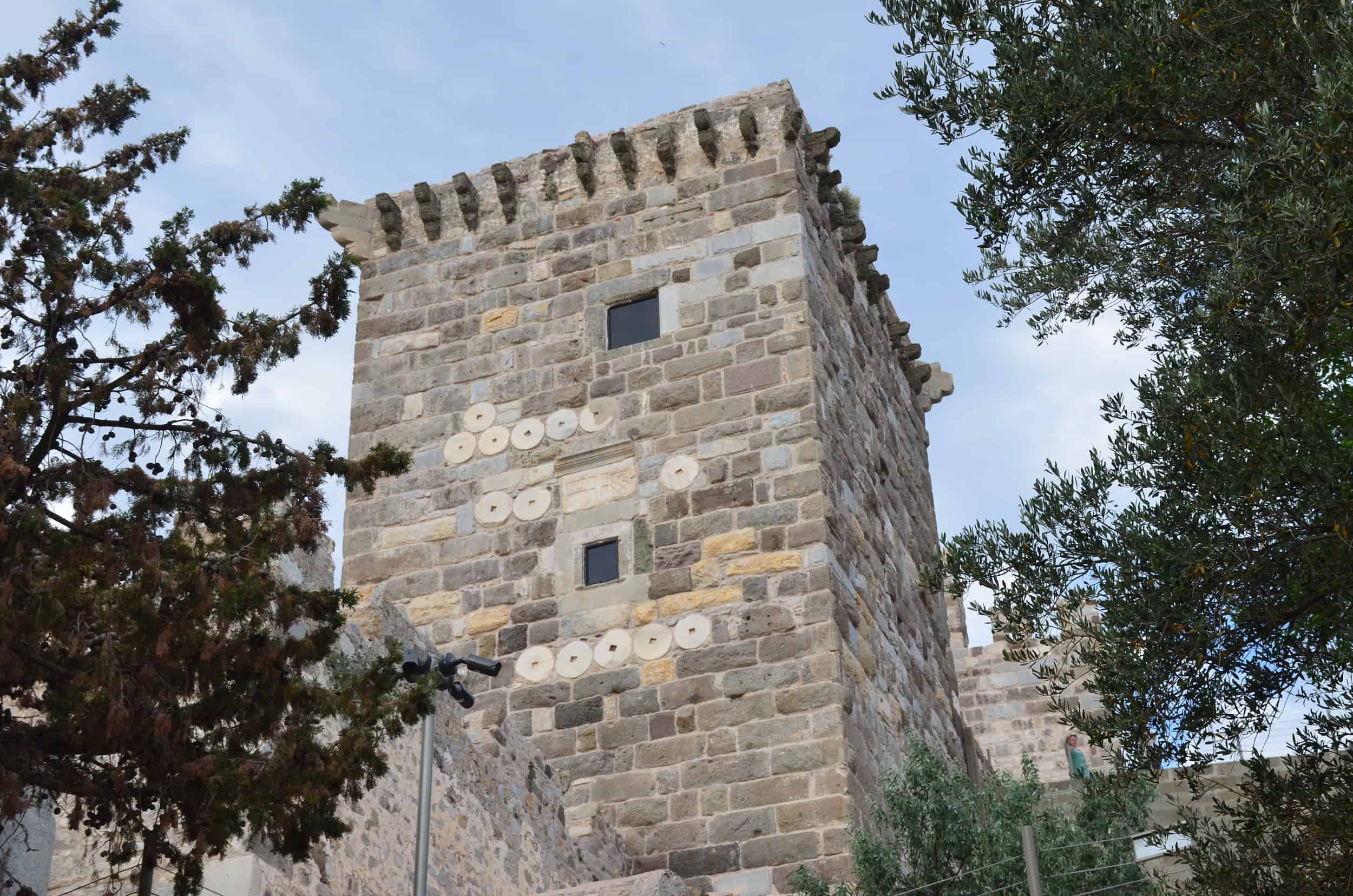West façade of the Italian Tower at Bodrum Castle in Turkey