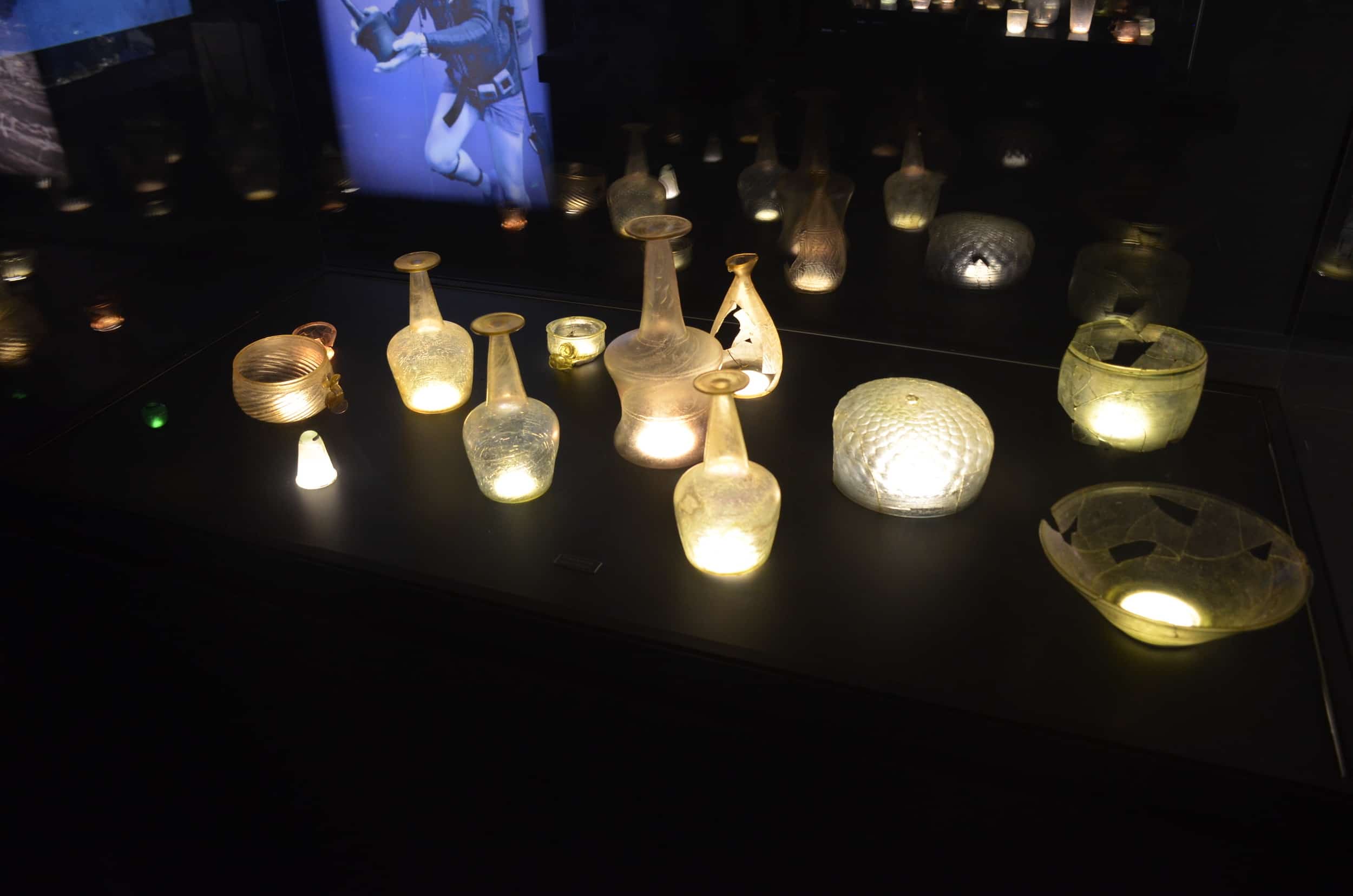 Glass vessels at the Serçe Harbor Glass Wreck Exhibition