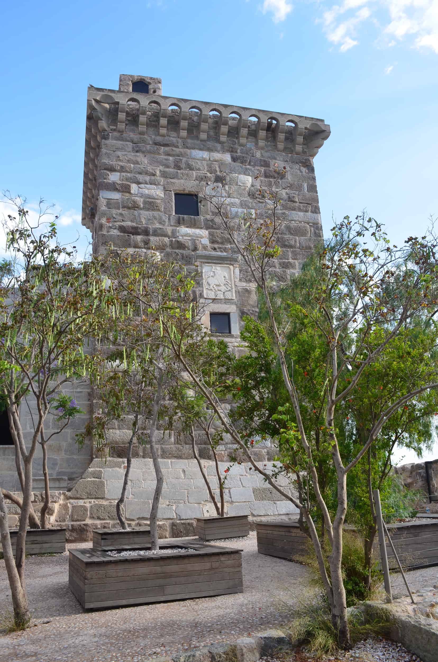 North façade of the Italian Tower at Bodrum Castle in Turkey