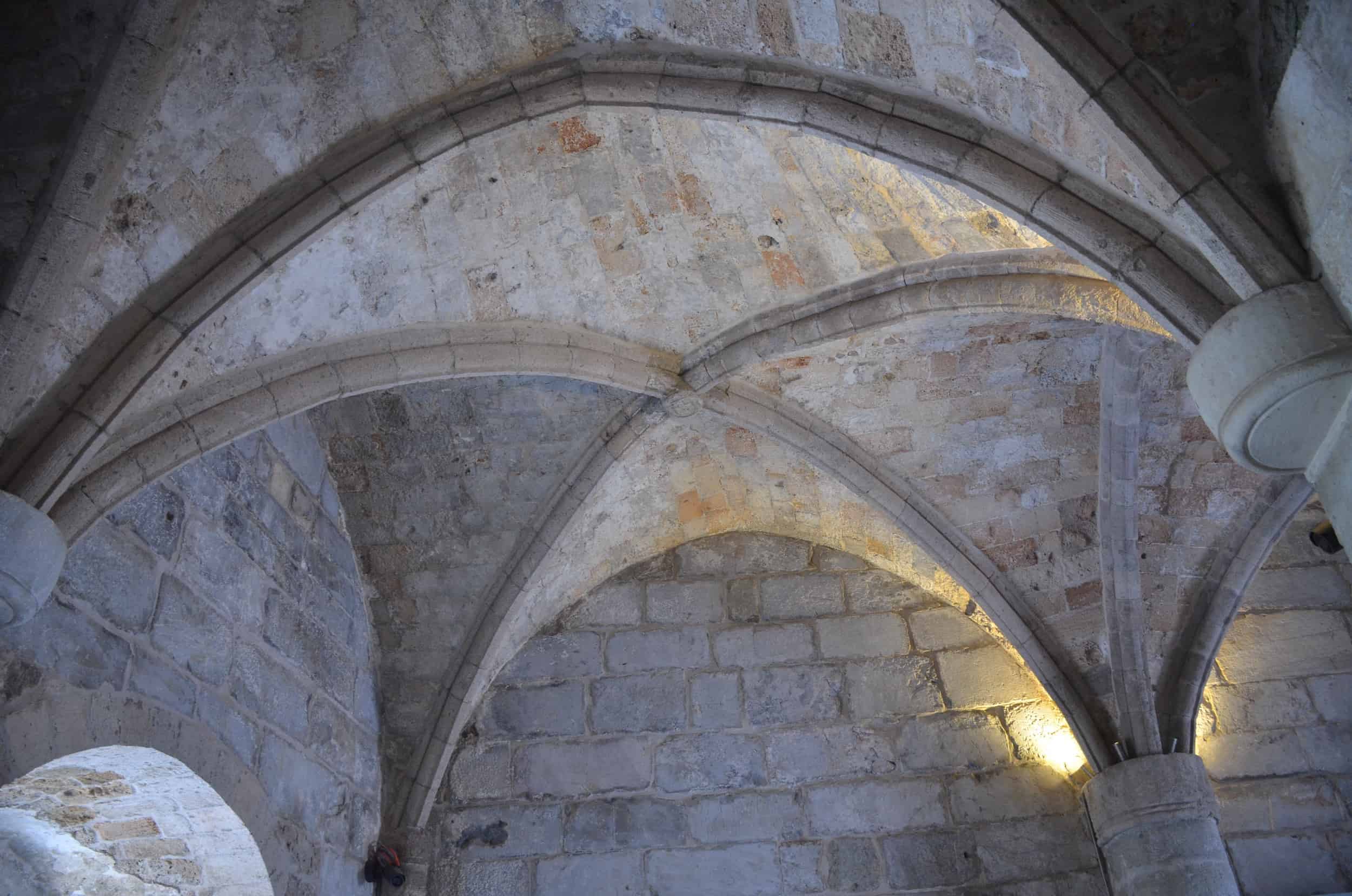 Vaulted ceiling in the lower level of the French and Italian Towers at Bodrum Castle in Turkey