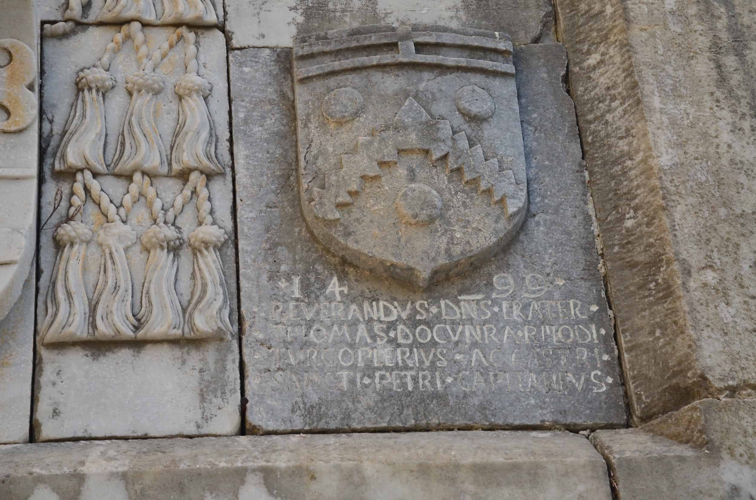 Coat of arms of Thomas Docwra at Bodrum Castle in Turkey