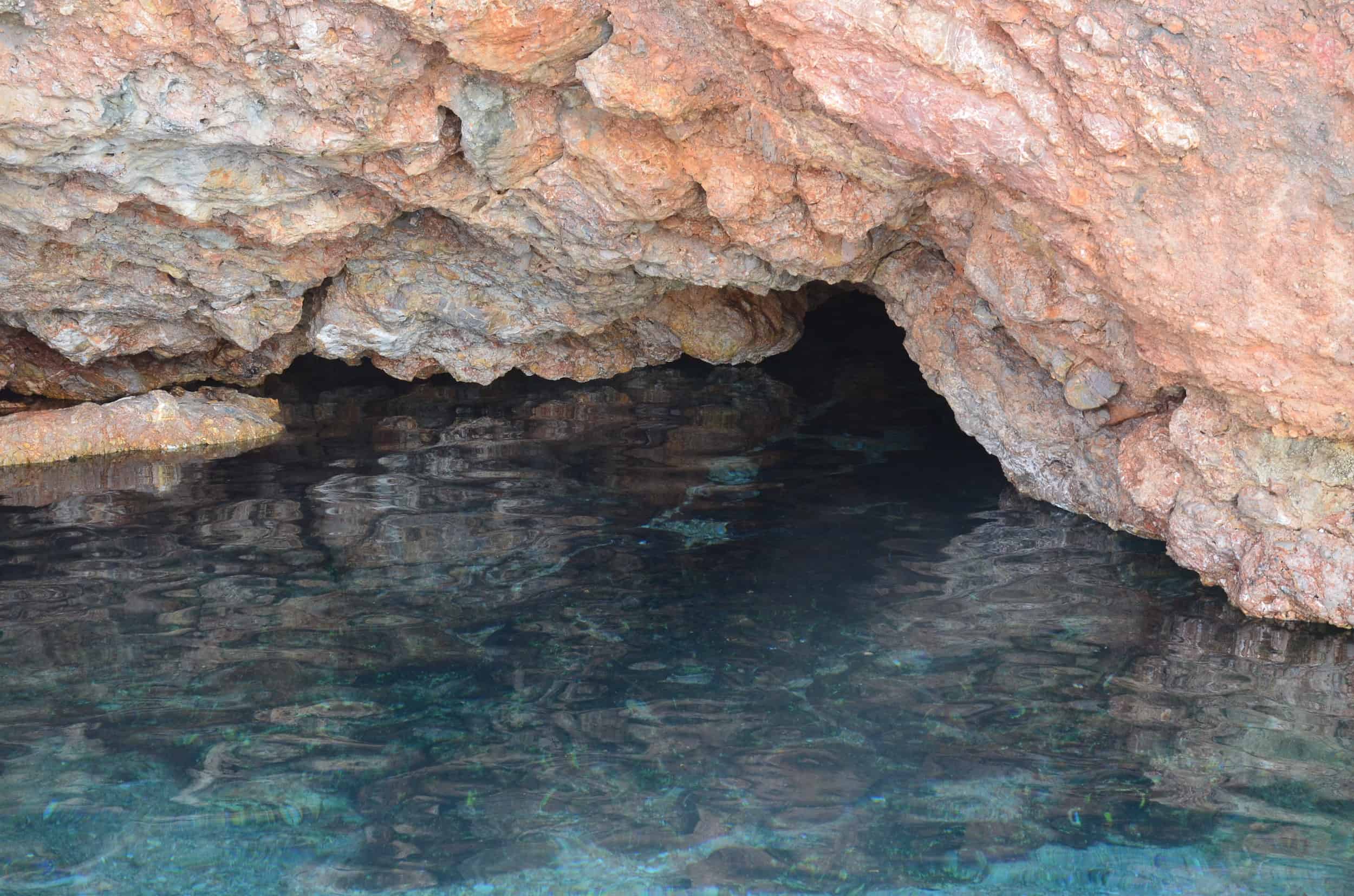 Cave at the thermal baths on Karaada in Bodrum, Turkey