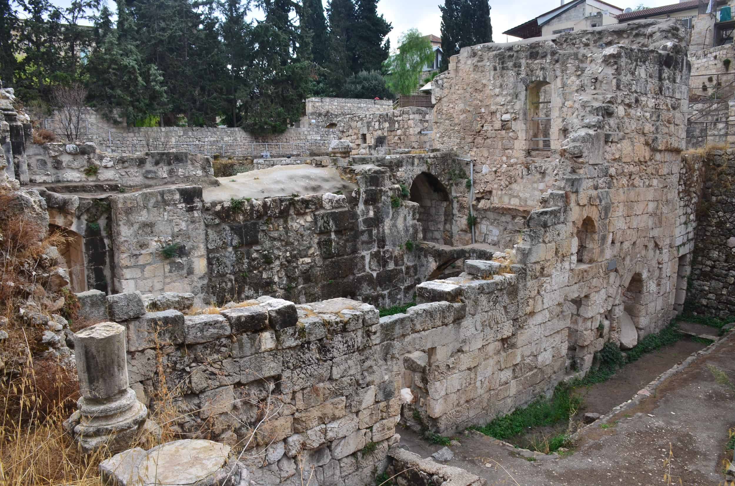 Church of the Paralytic and northern pool (right corner) at the Pools of Bethesda