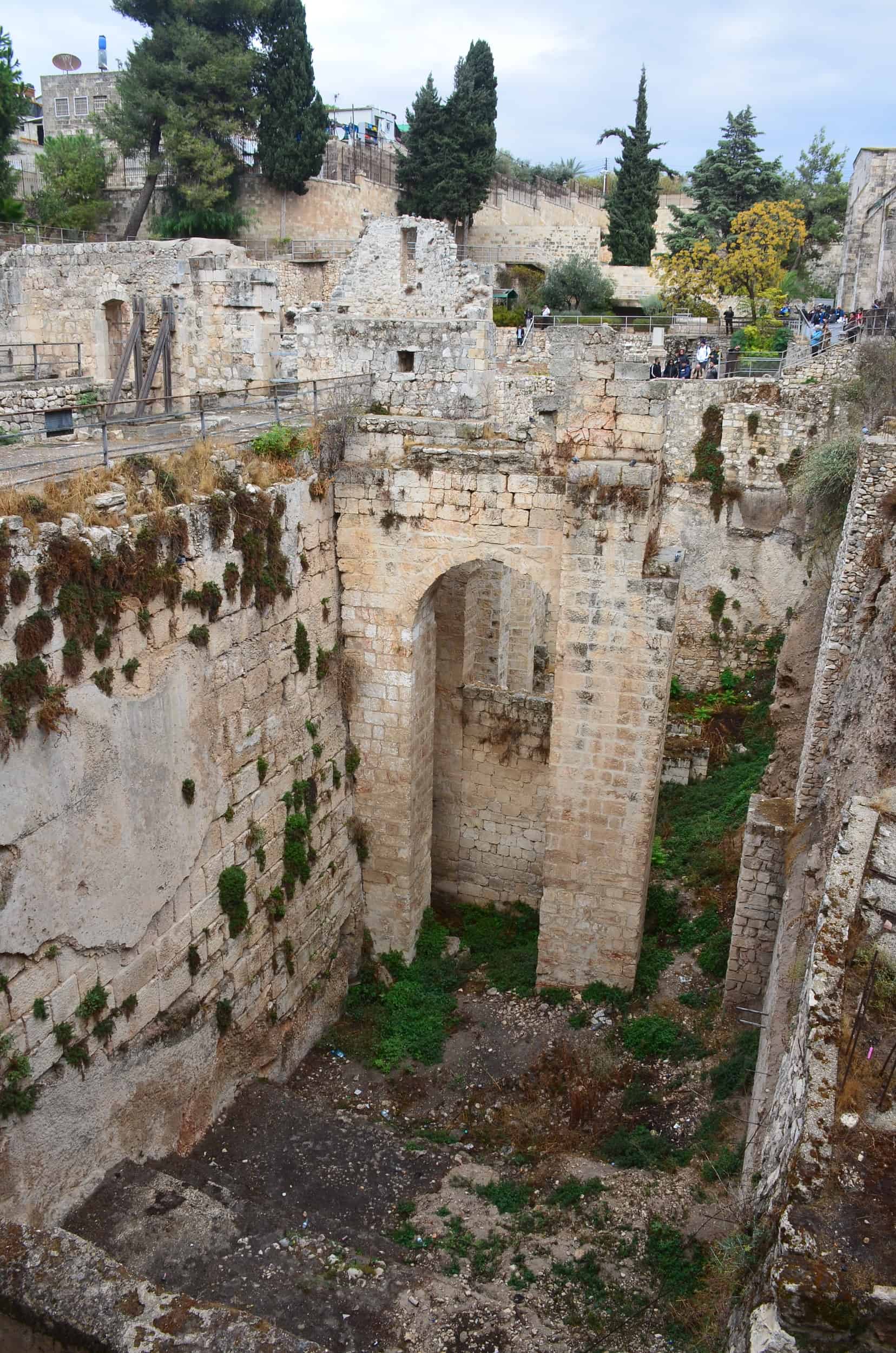 Southern pool at the Pools of Bethesda at the Church of Saint Anne in the Muslim Quarter of Jerusalem