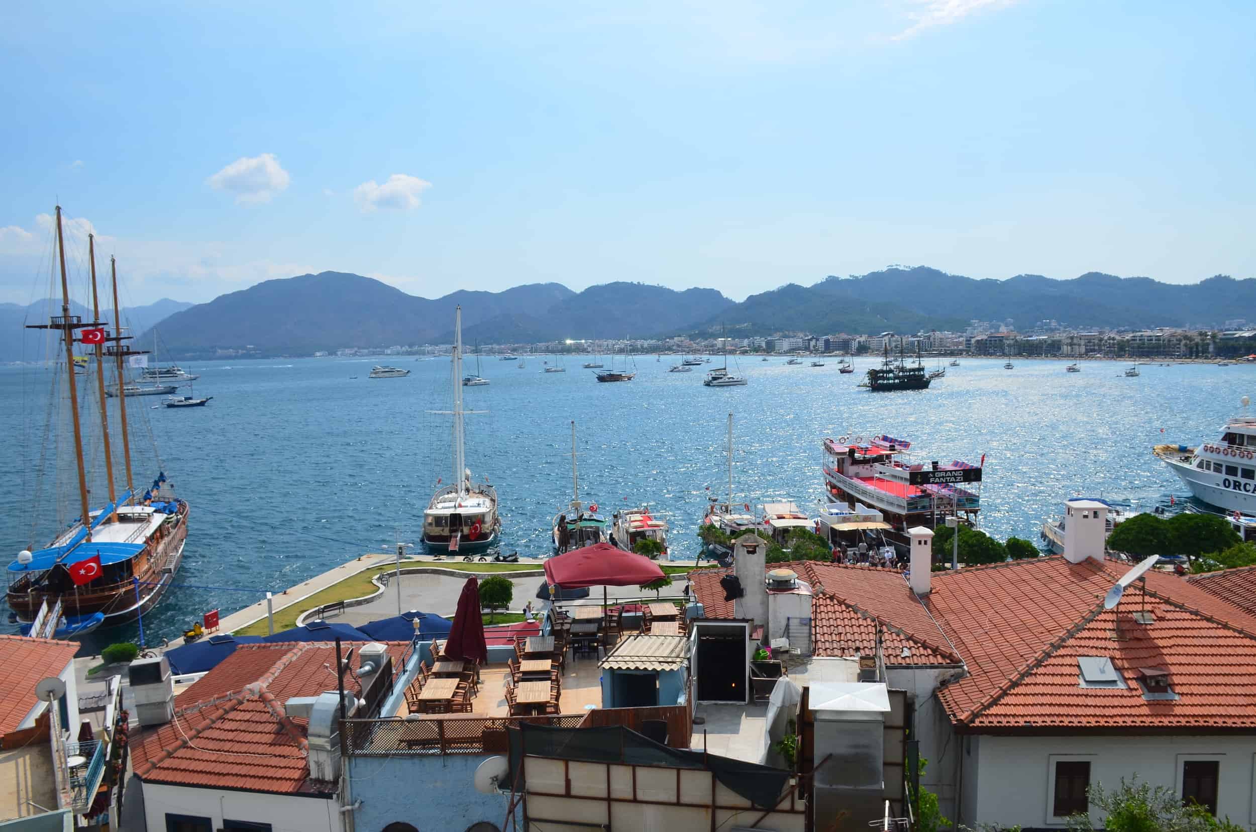 View of the bay from Marmaris Castle in Marmaris, Turkey