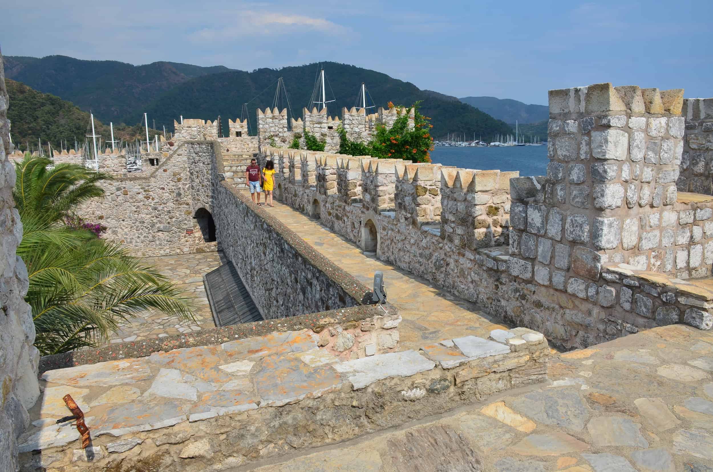 Walls of Marmaris Castle in Marmaris, Turkey