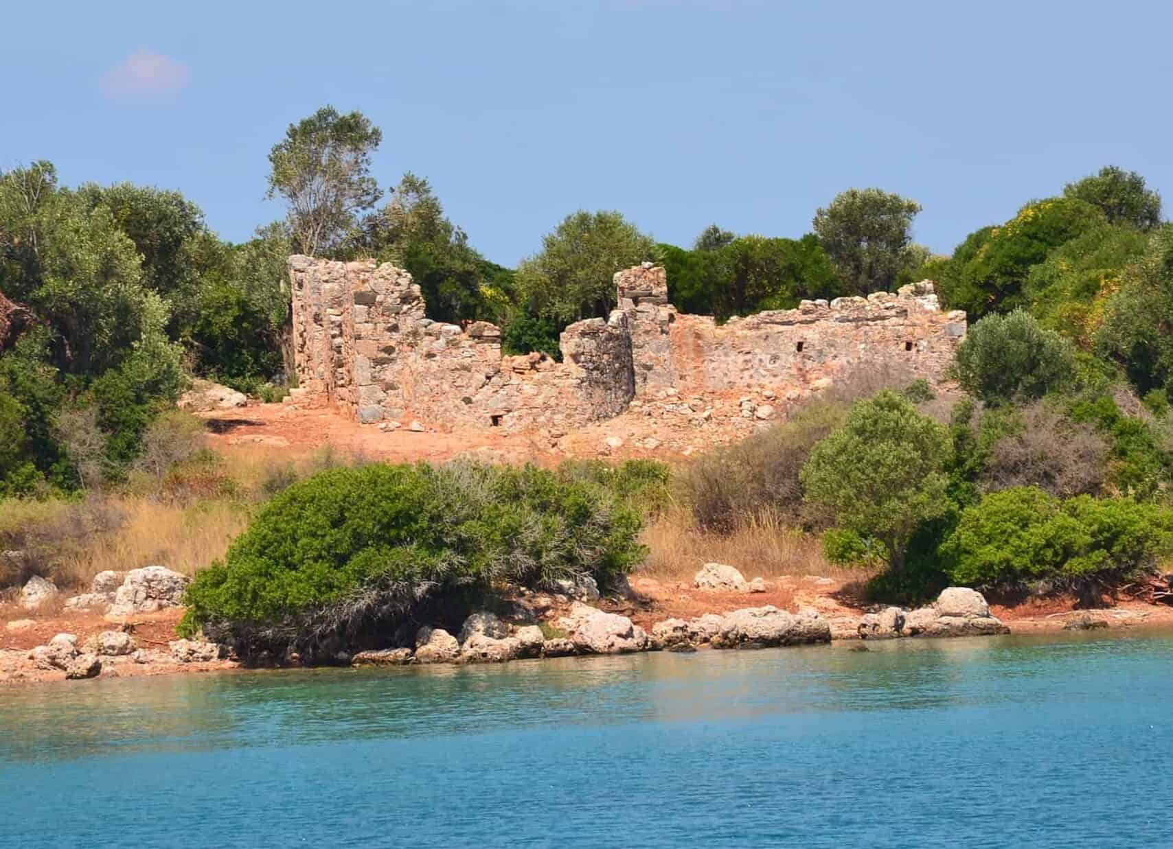 Isthmus Church on Sedir Island, ancient Kedreai, Turkey