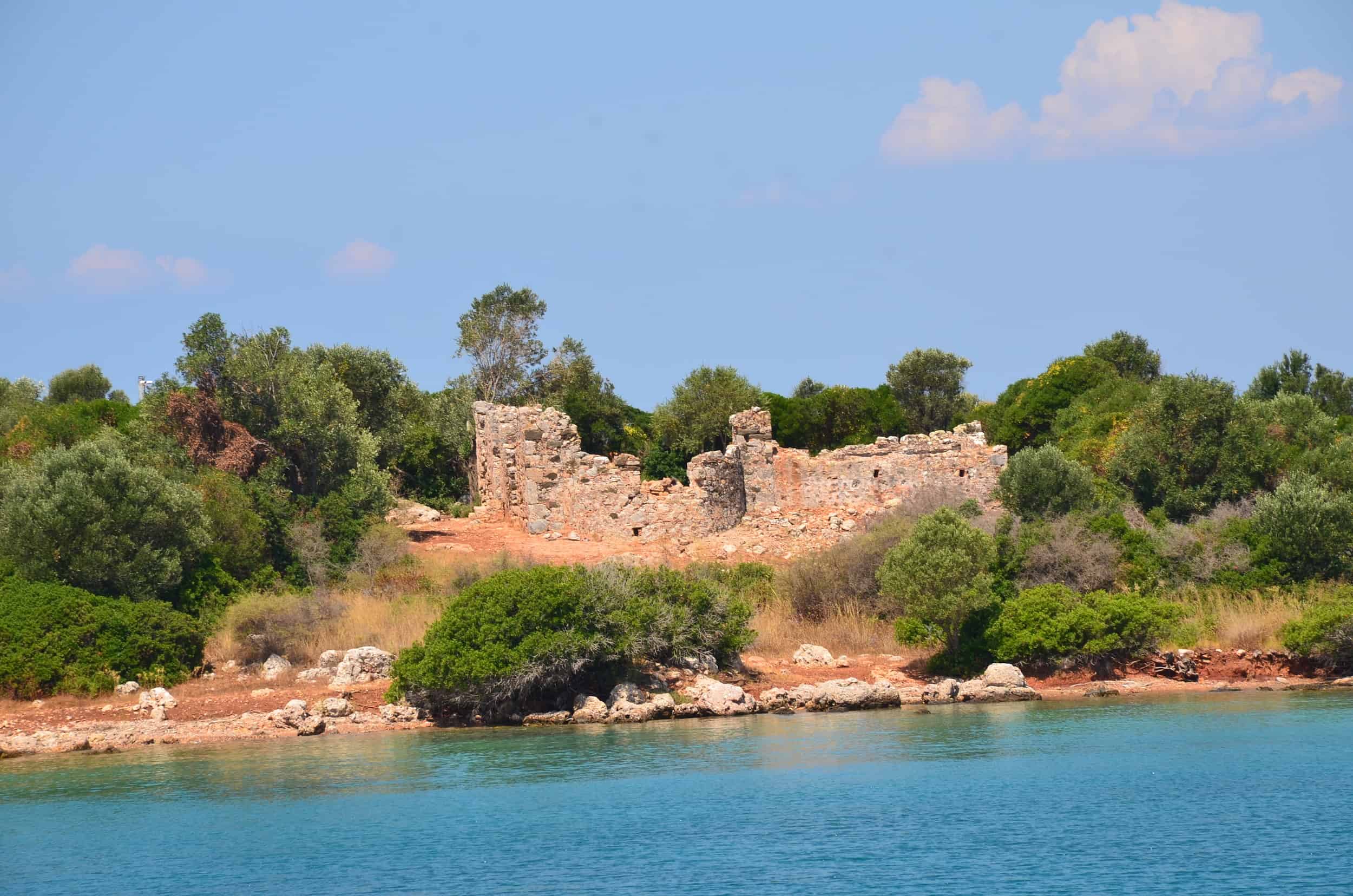 Isthmus Church on Sedir Island, ancient Kedreai, Turkey